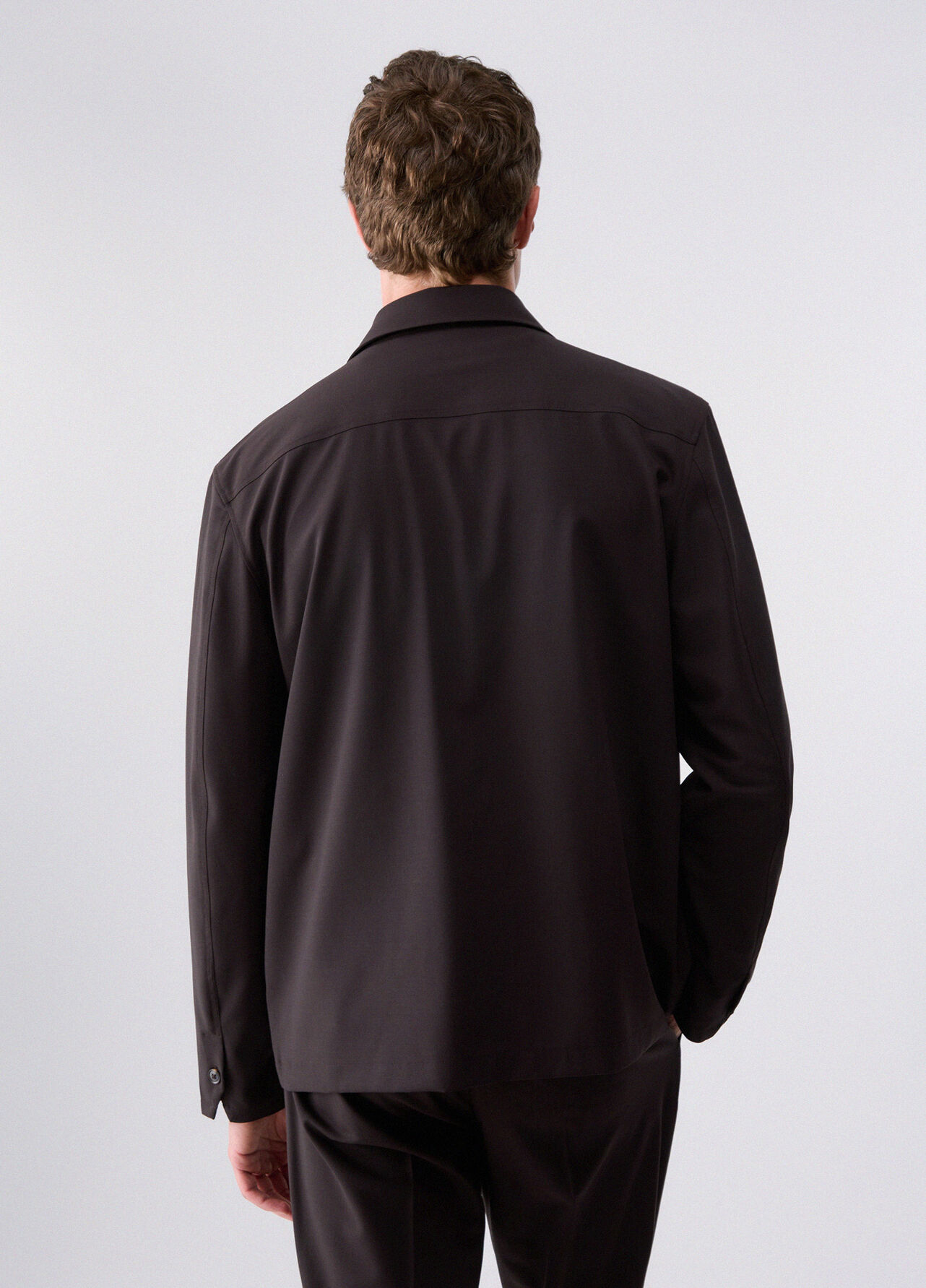 Giacca overshirt in misto lana - BROWN