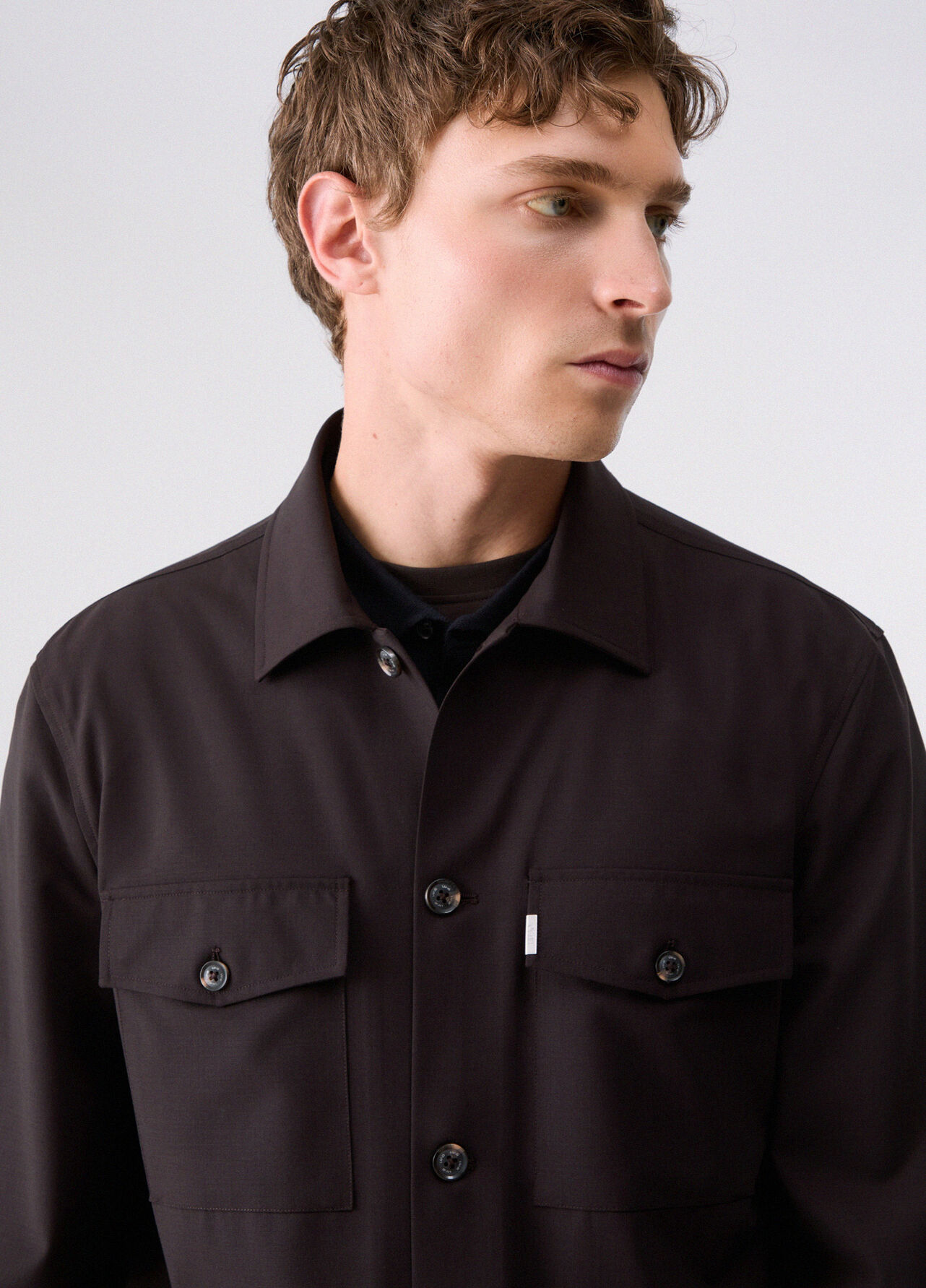 Giacca overshirt in misto lana - BROWN