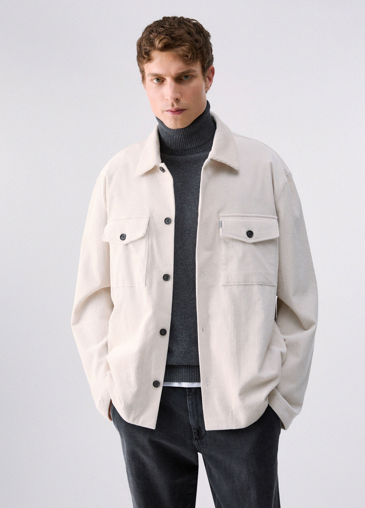 Giacca overshirt in velluto - WHITE
