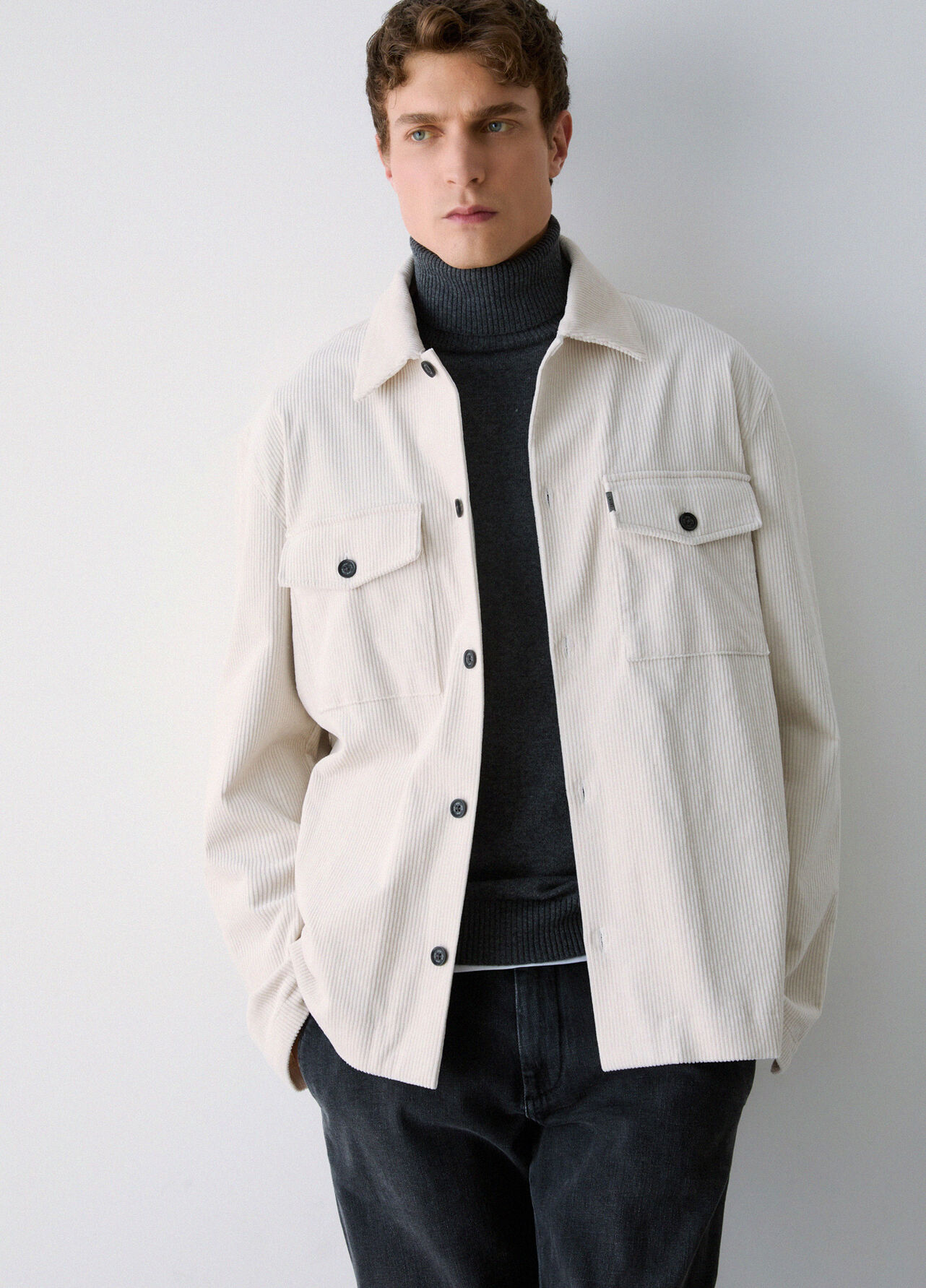 Giacca overshirt in velluto - WHITE