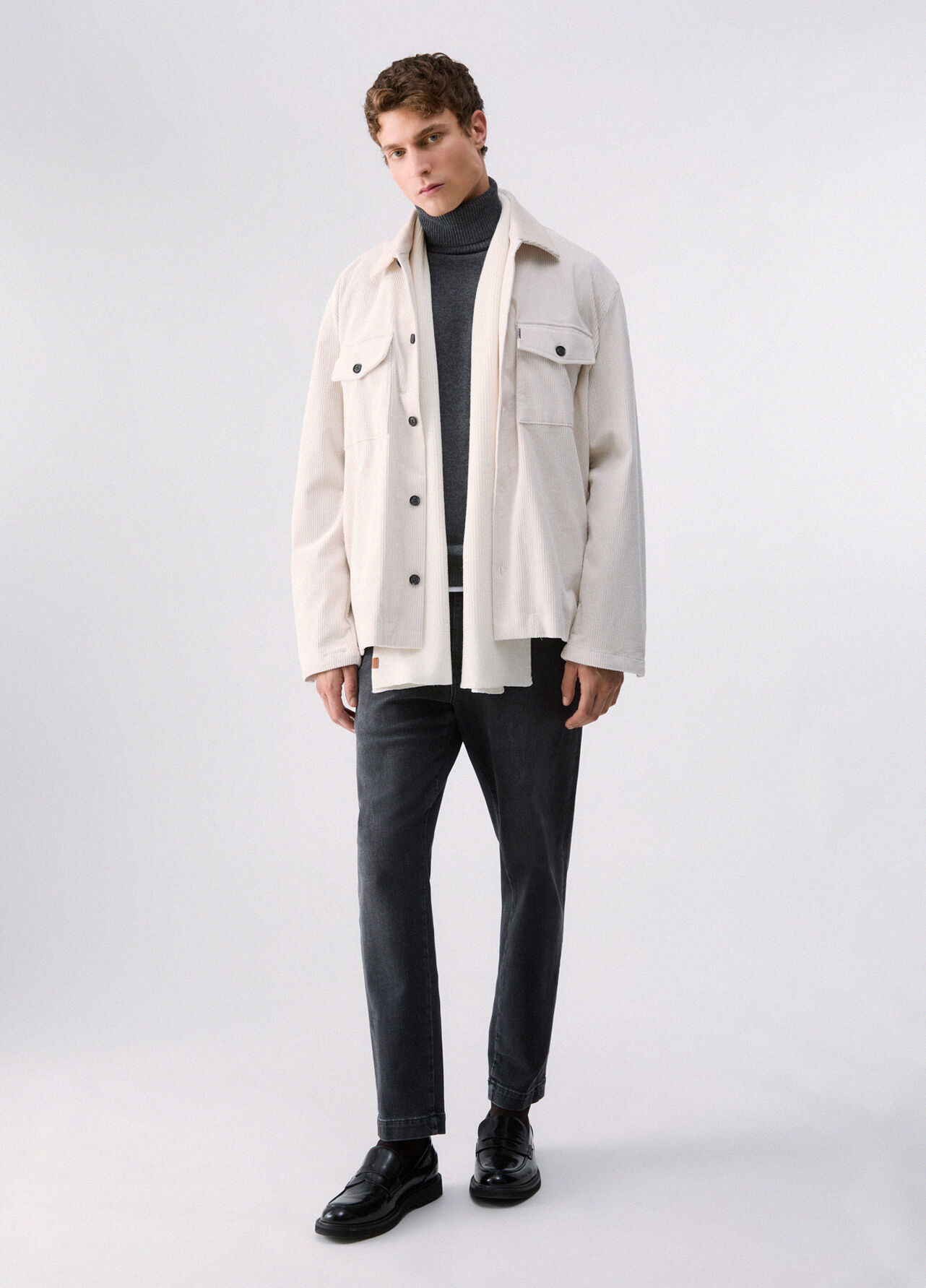 Giacca overshirt in velluto - WHITE
