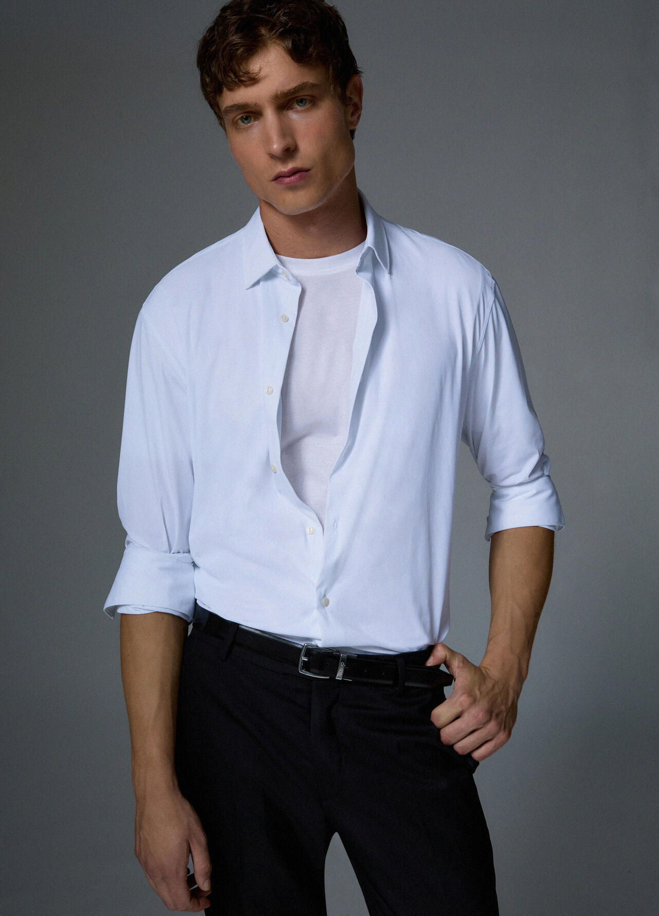 Camicia in jersey Lycra® - WHITE