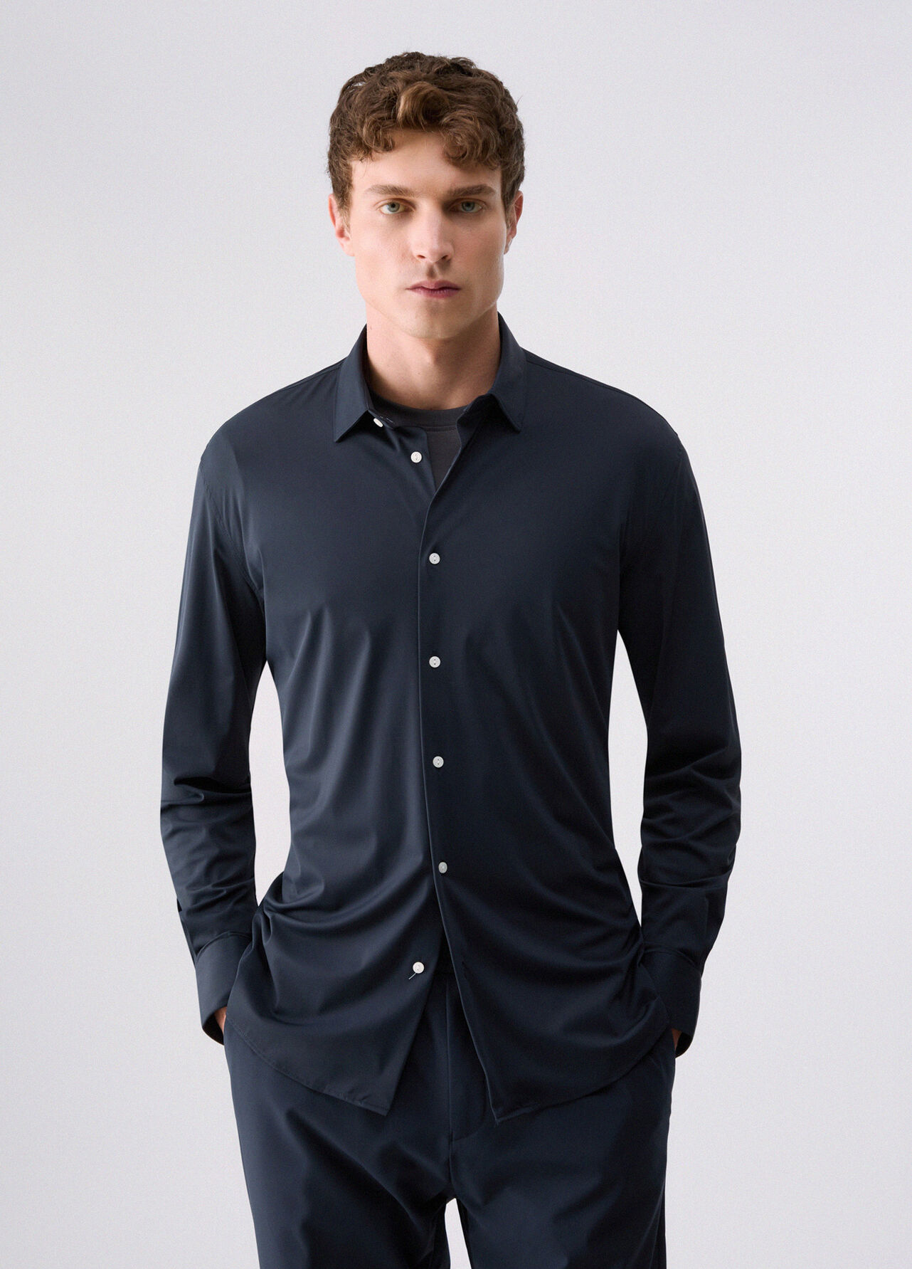 Camicia in jersey Lycra® - DARK BLUE
