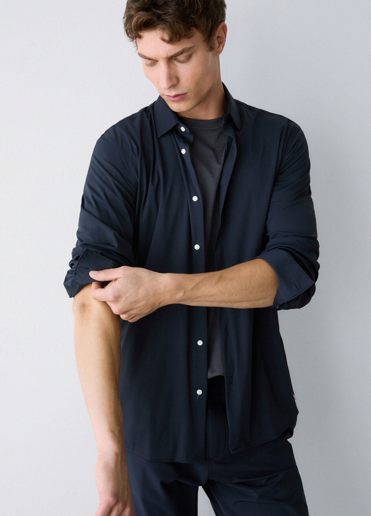 Camicia in jersey Lycra® - DARK BLUE