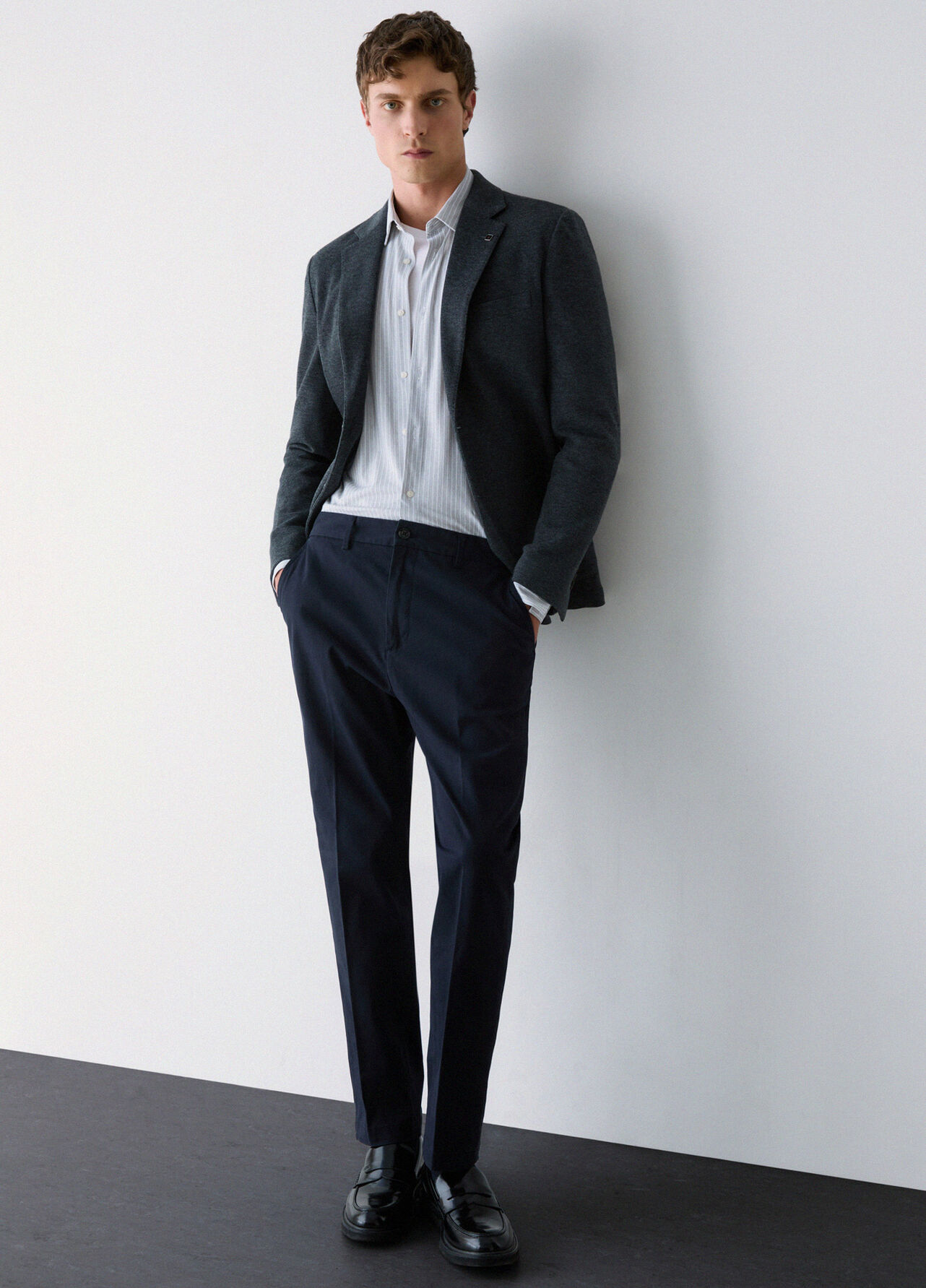 Pantaloni chino regular fit - DARK BLUE