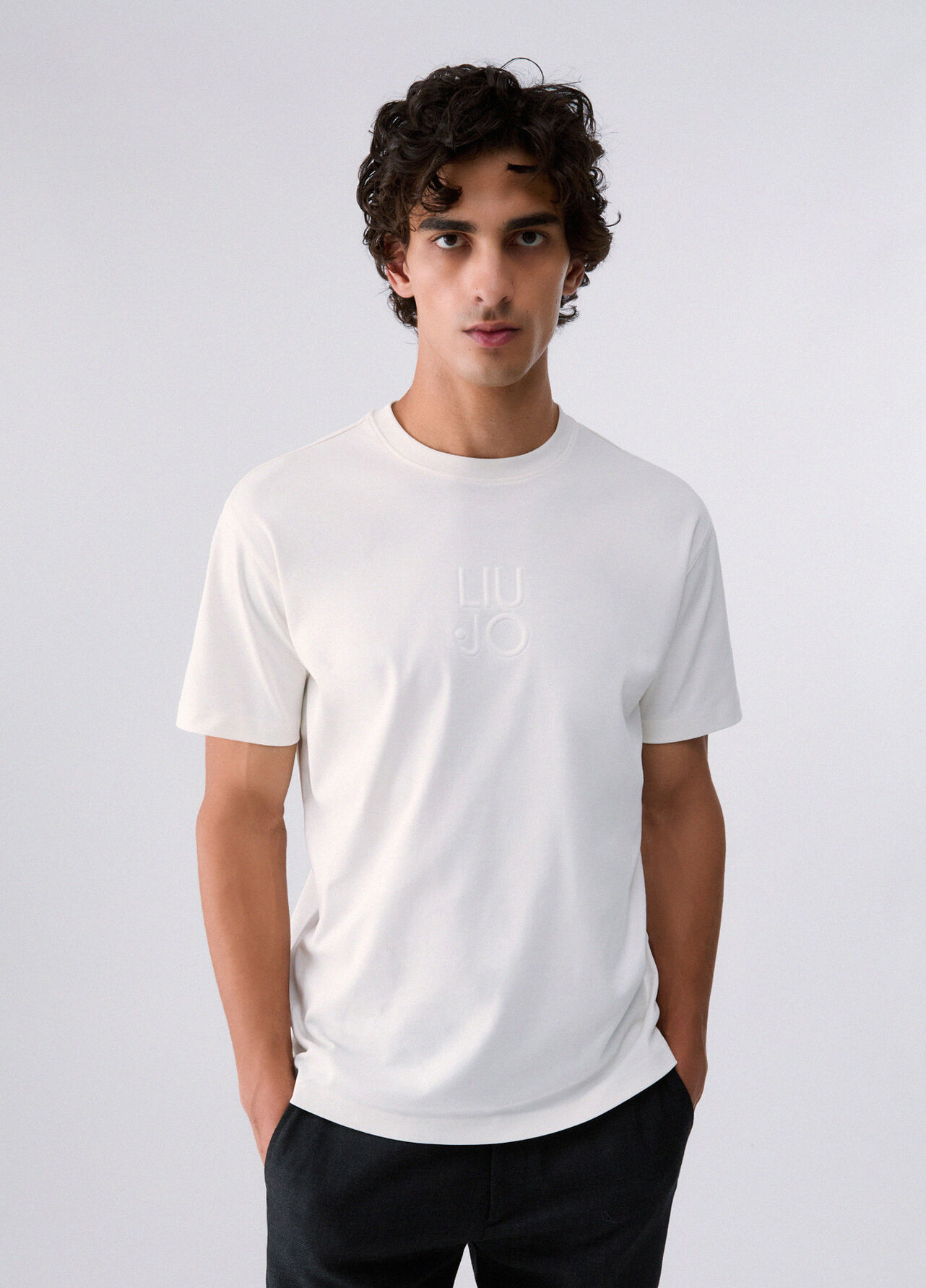 T-shirt in jersey interlock - WHITE