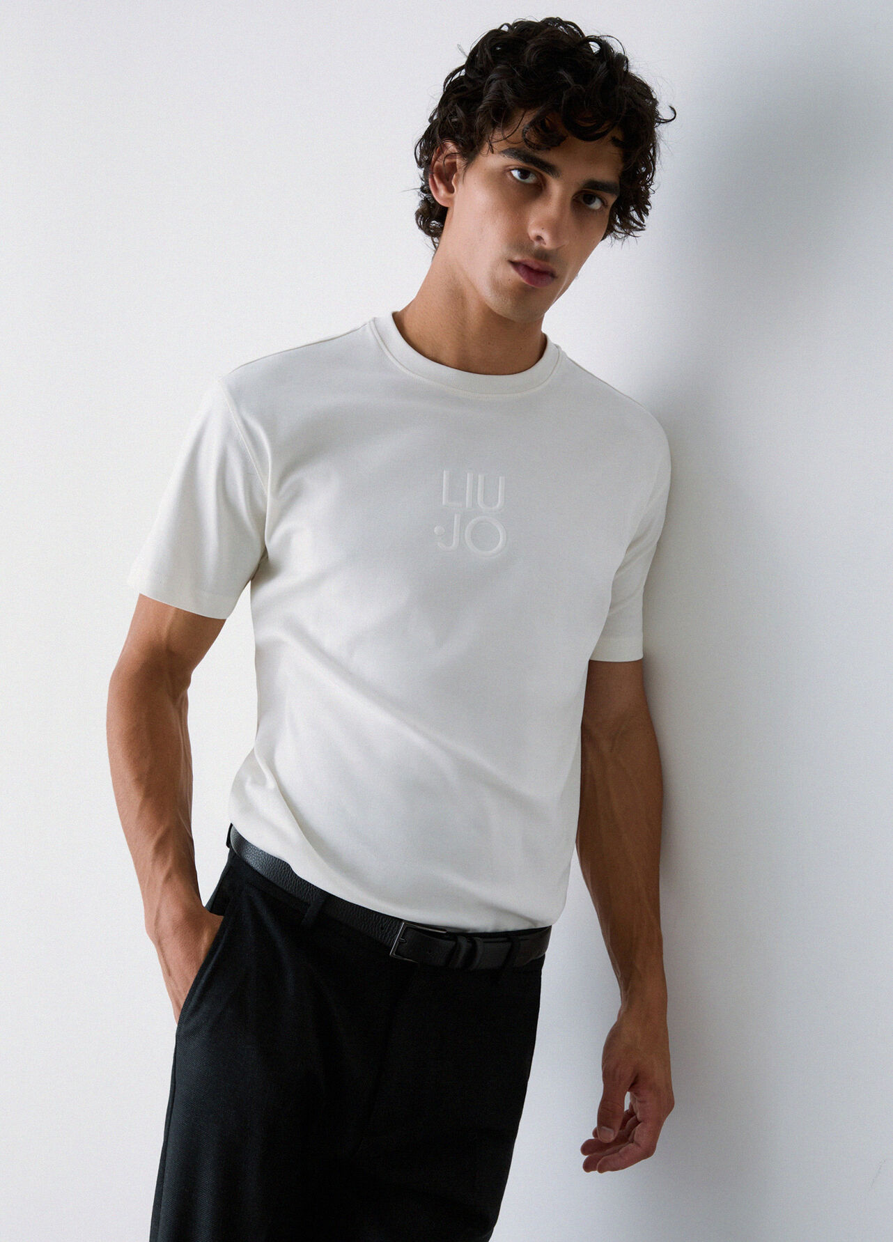 T-shirt in jersey interlock - WHITE