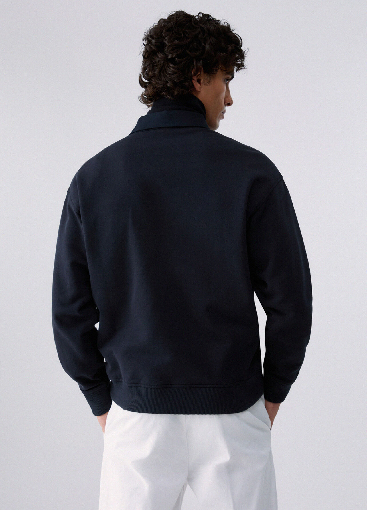 Felpa con colletto - DARK BLUE