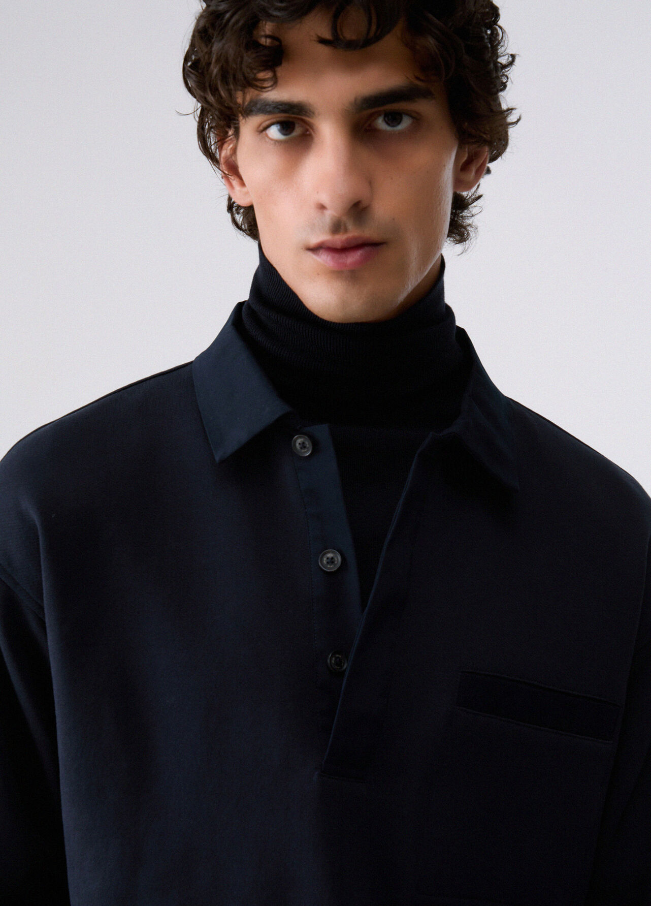 Felpa con colletto - DARK BLUE