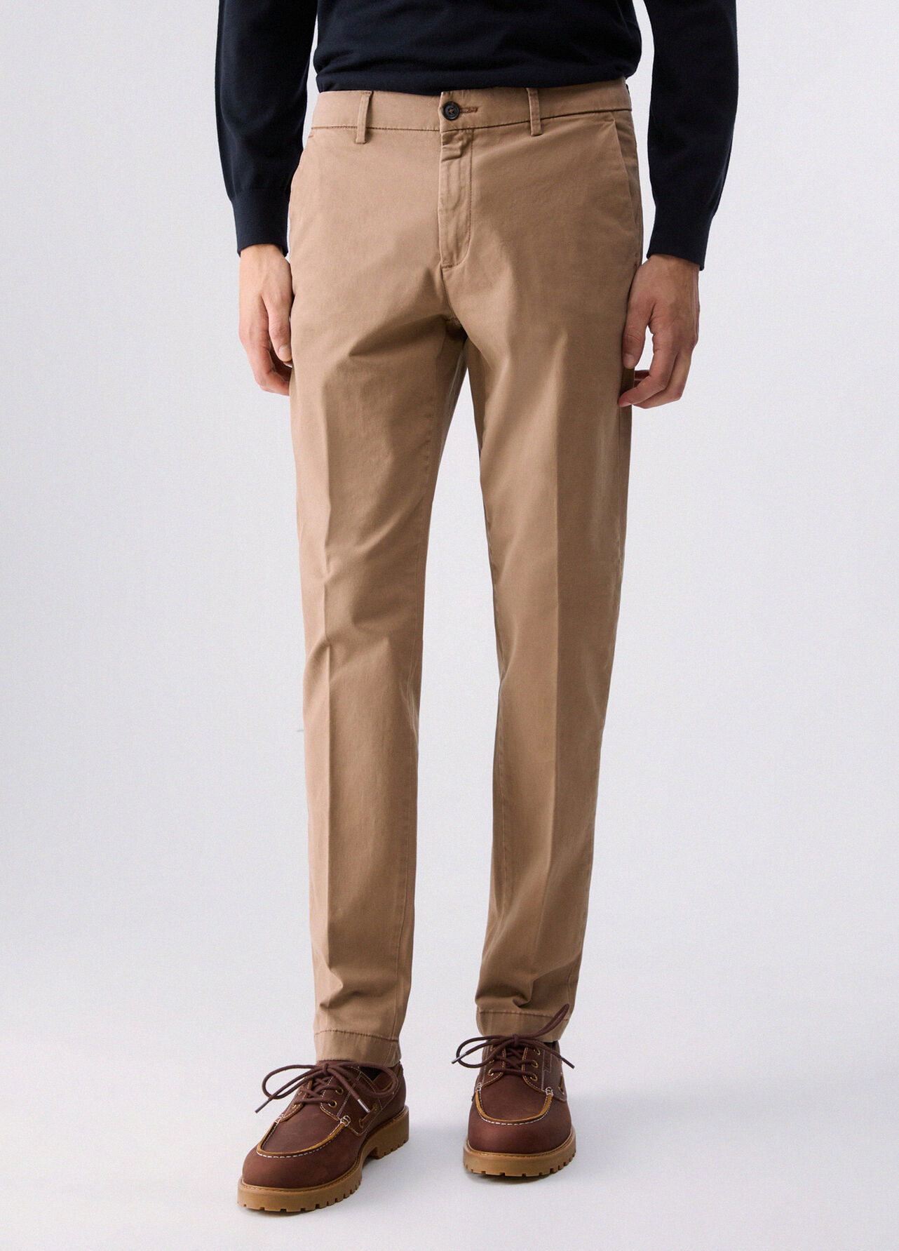 Pantaloni chino in gabardine - BEIGE