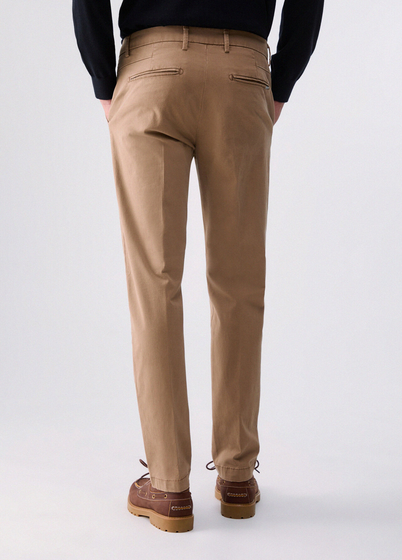 Pantaloni chino in gabardine - BEIGE