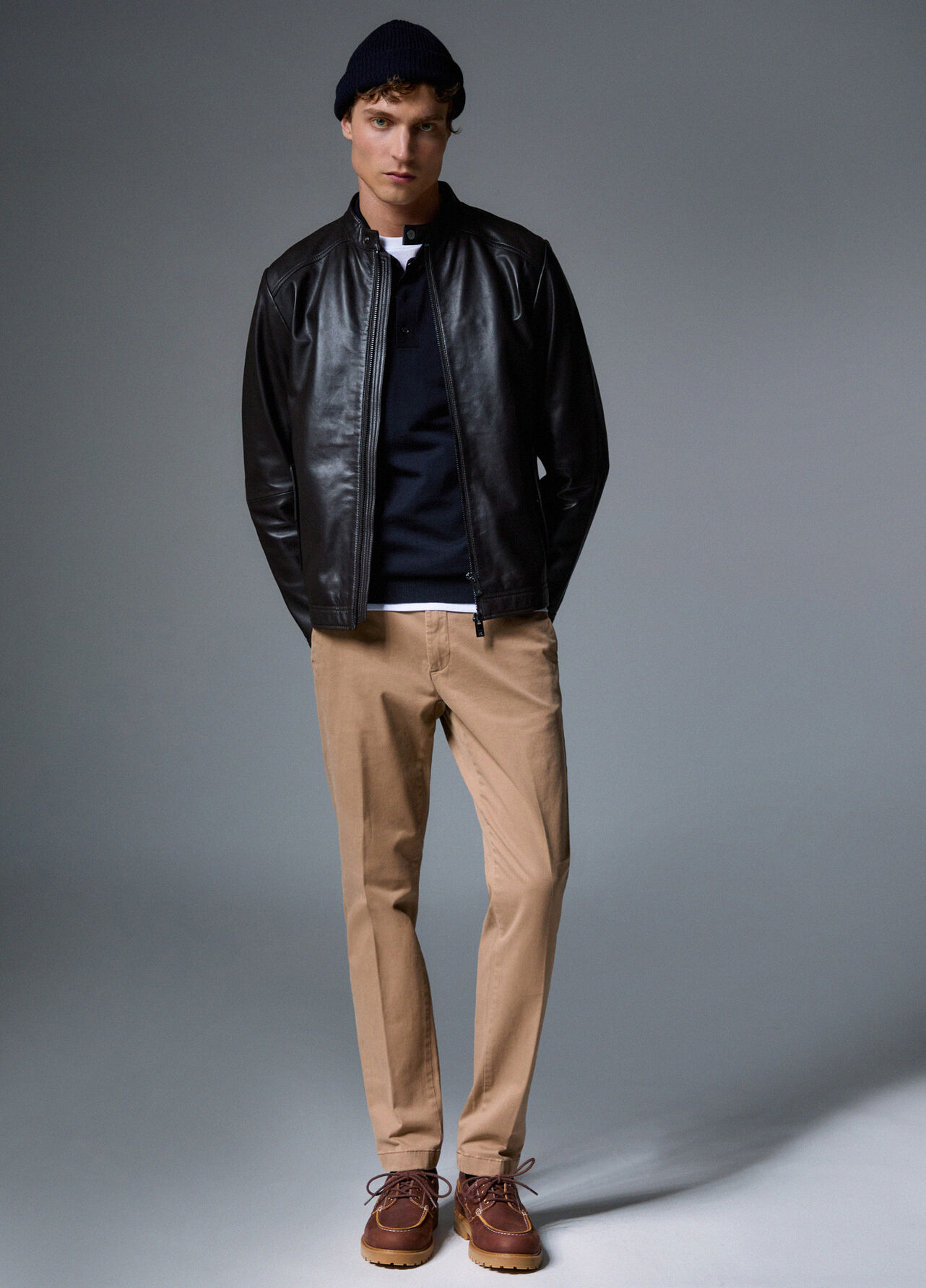Pantaloni chino in gabardine - BEIGE