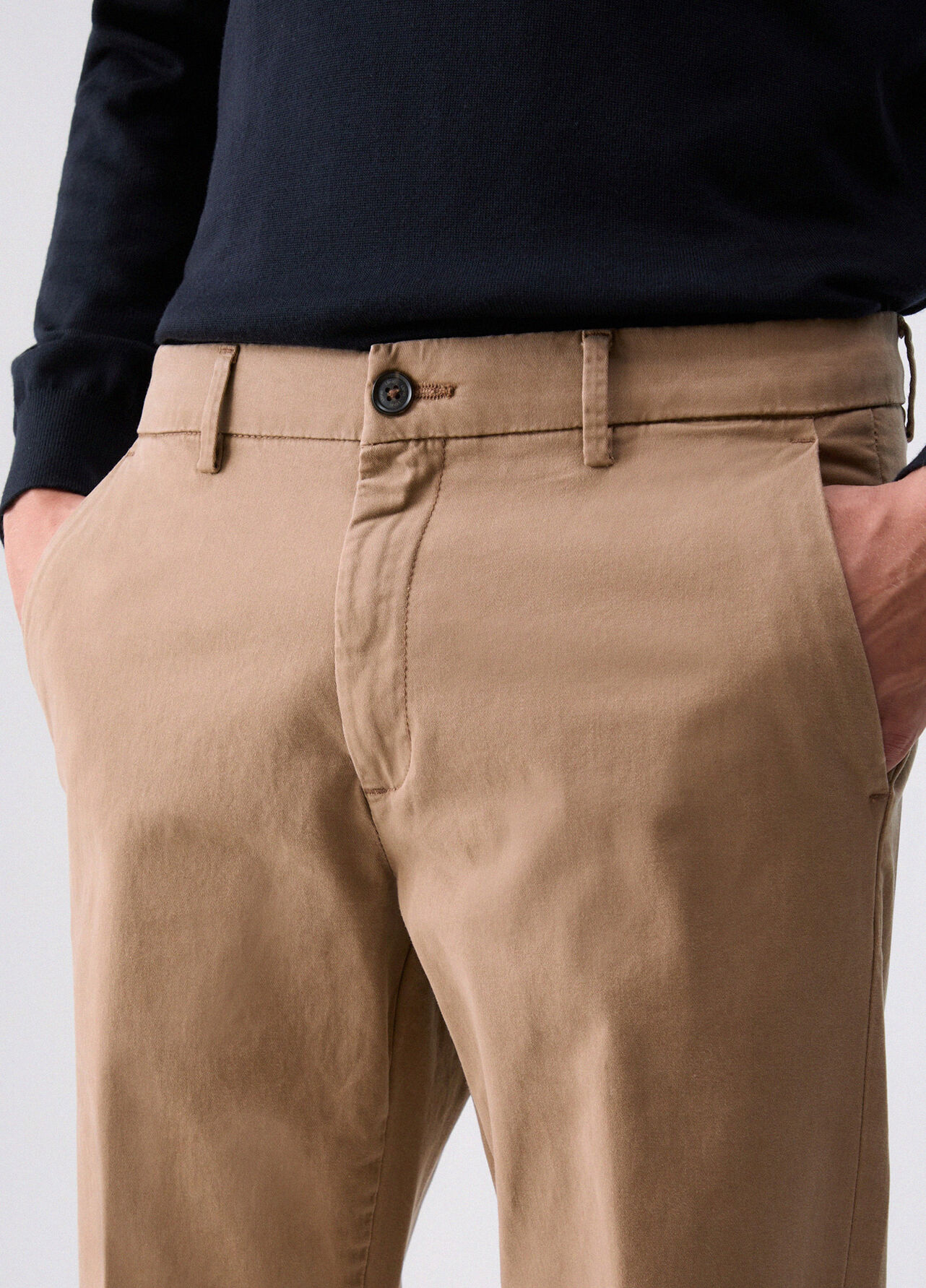 Pantaloni chino in gabardine - BEIGE
