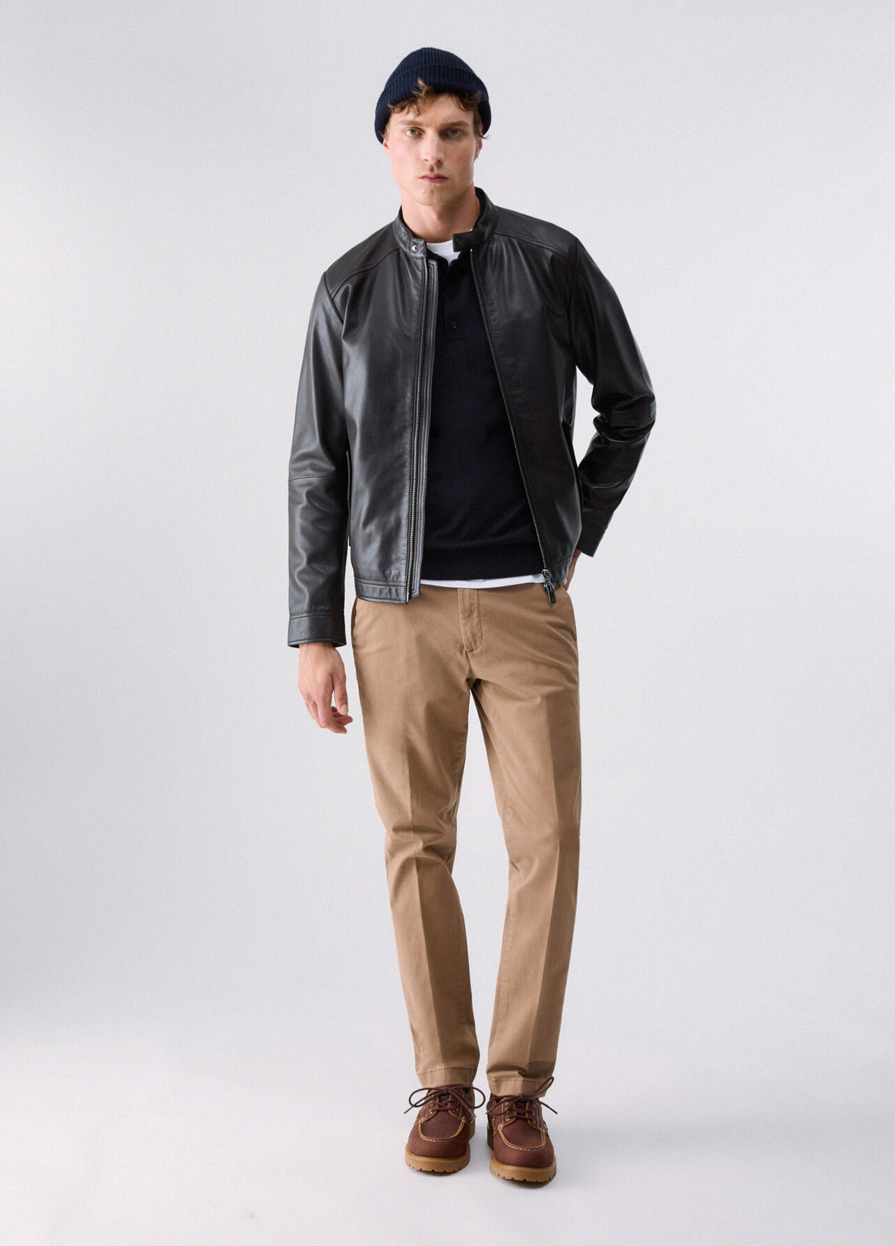 Pantaloni chino in gabardine - BEIGE