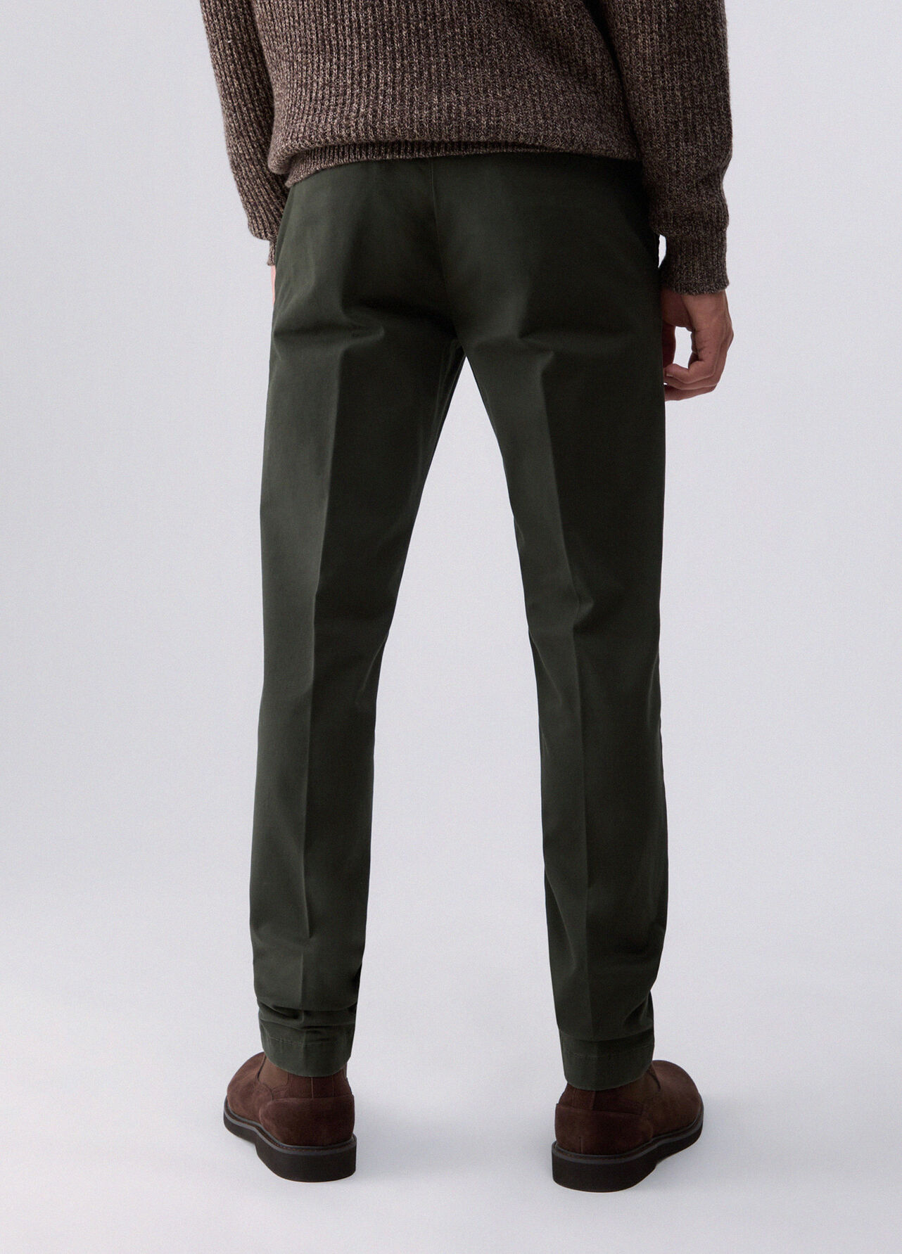 Pantaloni chino in gabardine - MOSS GREEN