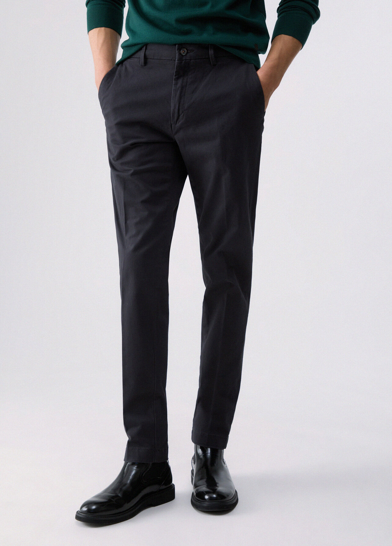Pantaloni chino in gabardine - DARK GREY