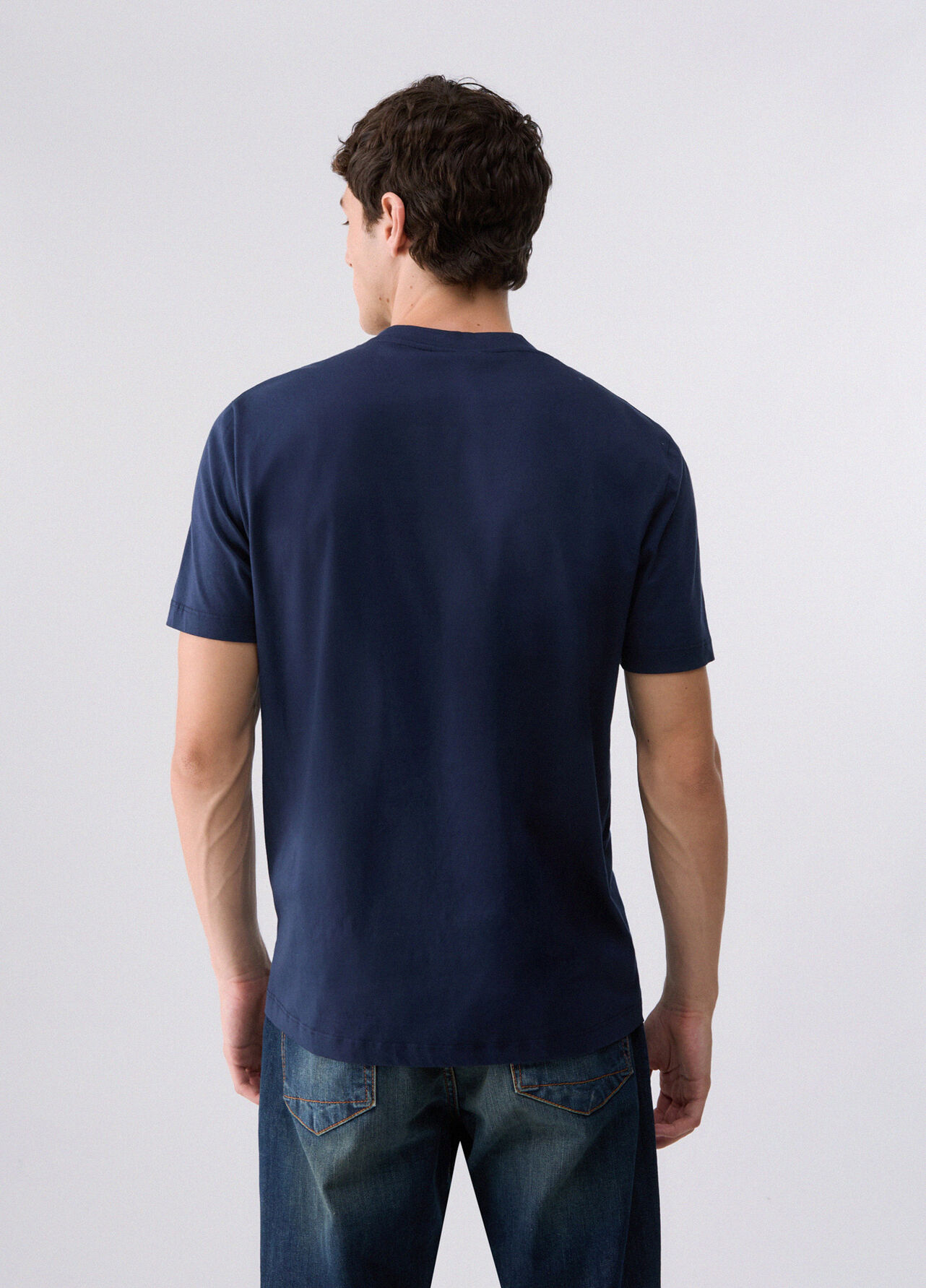 T-shirt con logo ricamato - NAVY