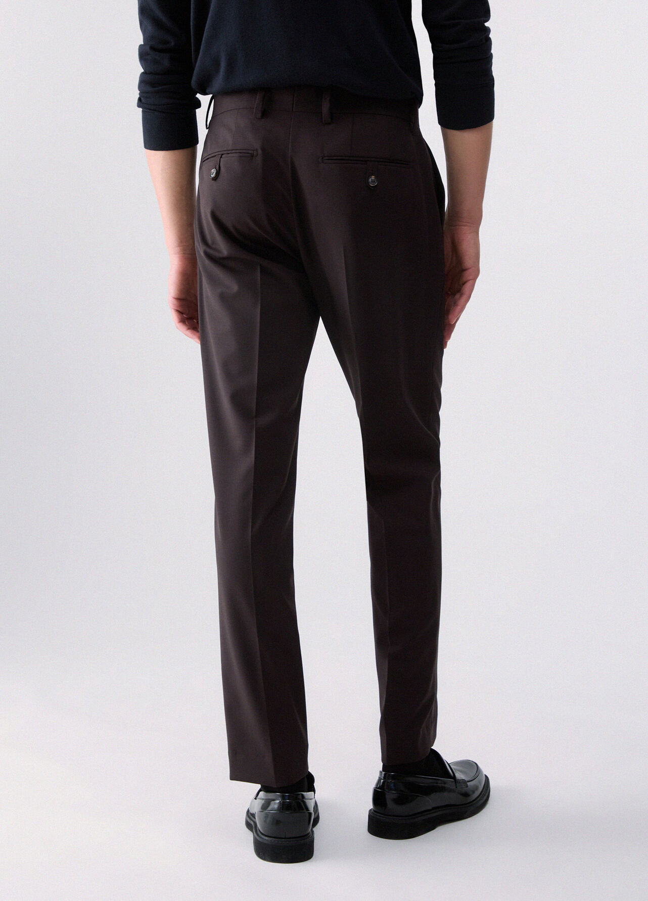 Pantaloni chino in misto lana - BROWN