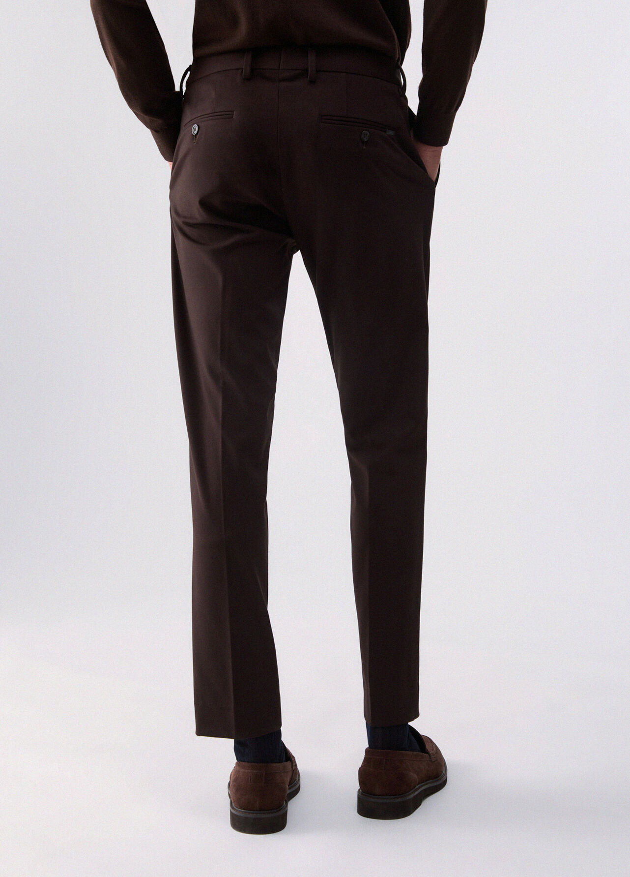 Pantaloni slim fit in jersey - BROWN