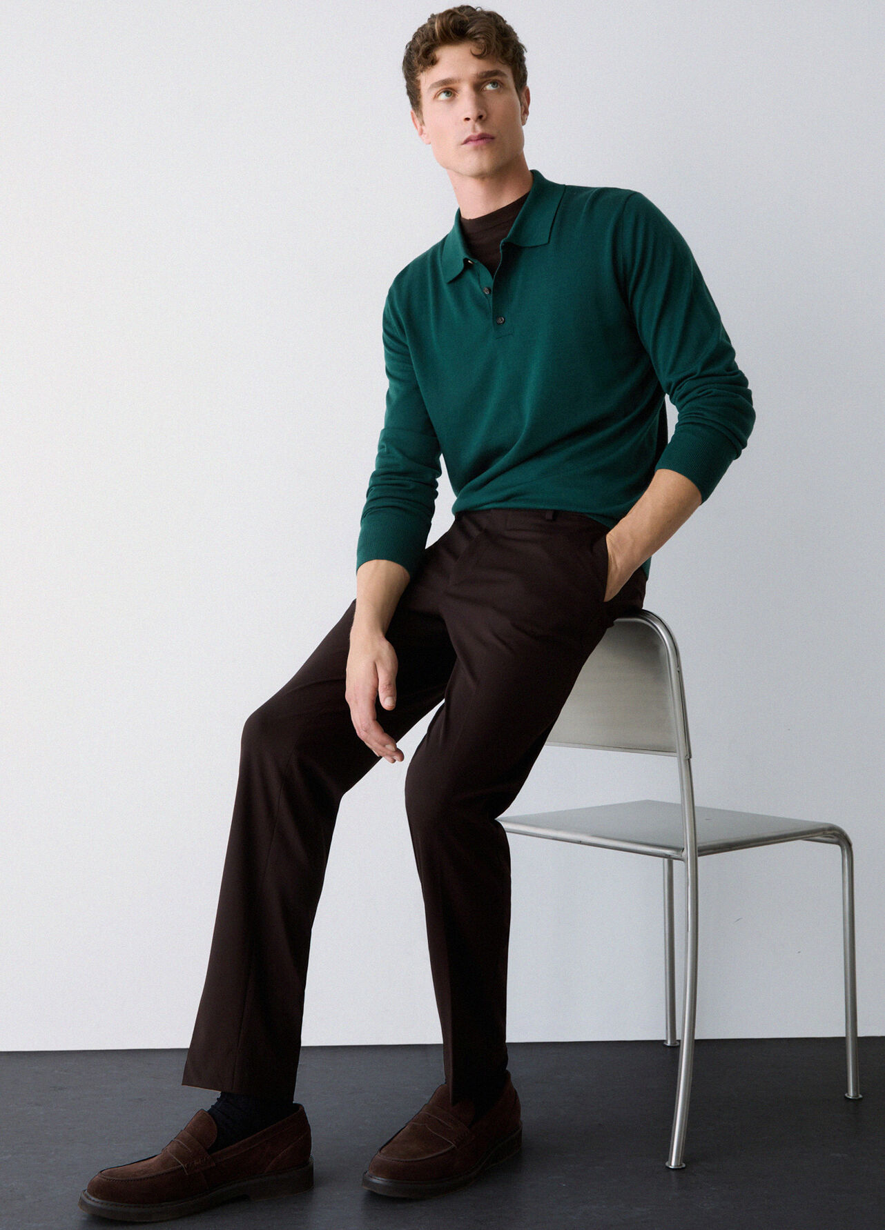 Pantaloni slim fit in jersey - BROWN