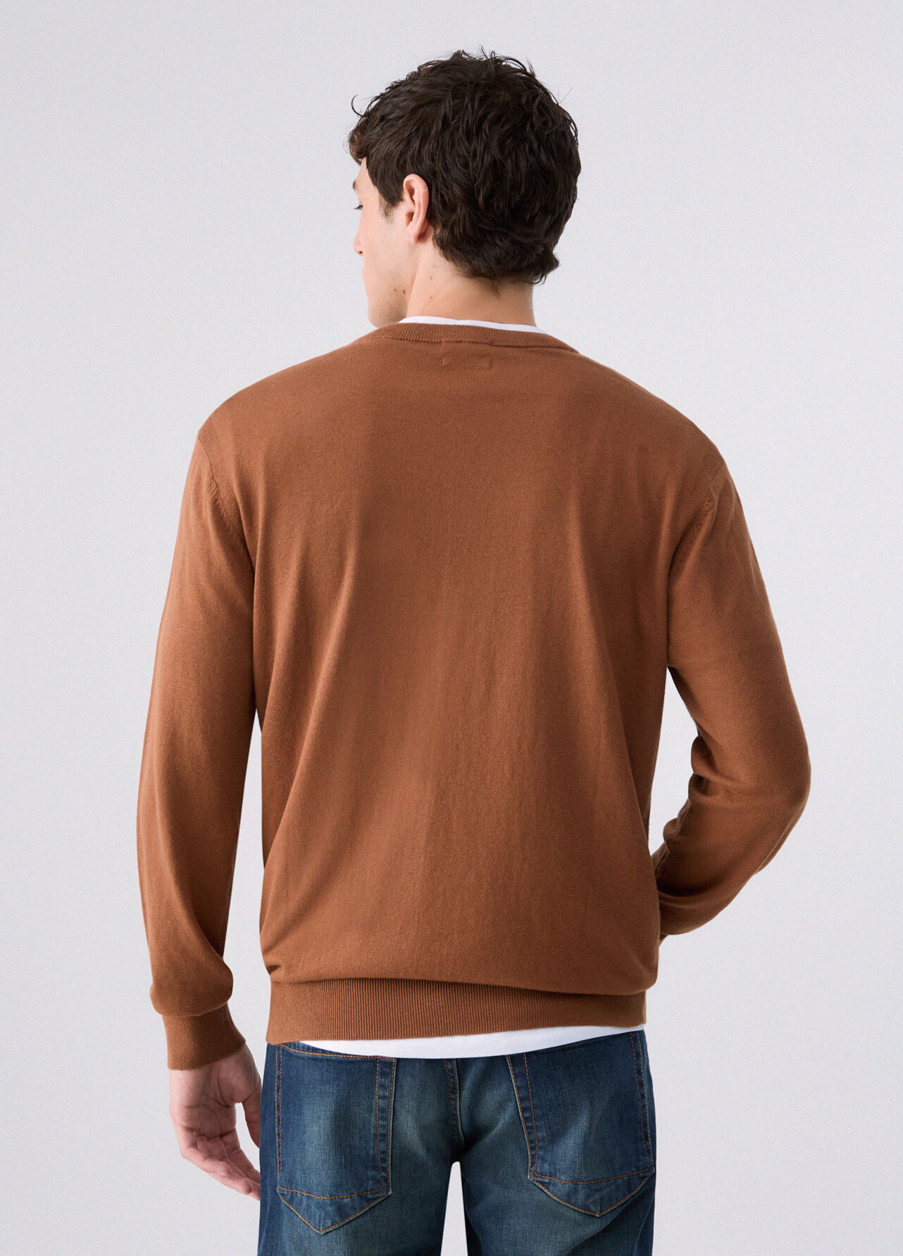 Maglia in cotone e seta - BROWN