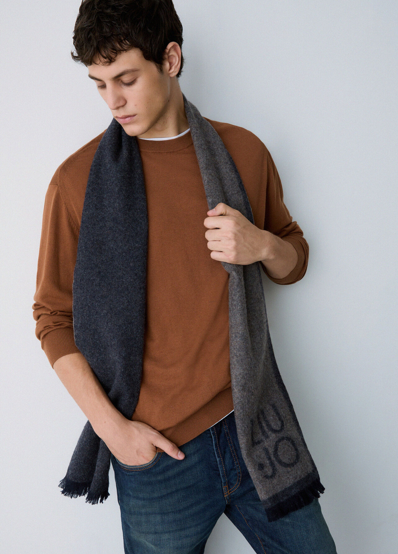 Maglia in cotone e seta - BROWN