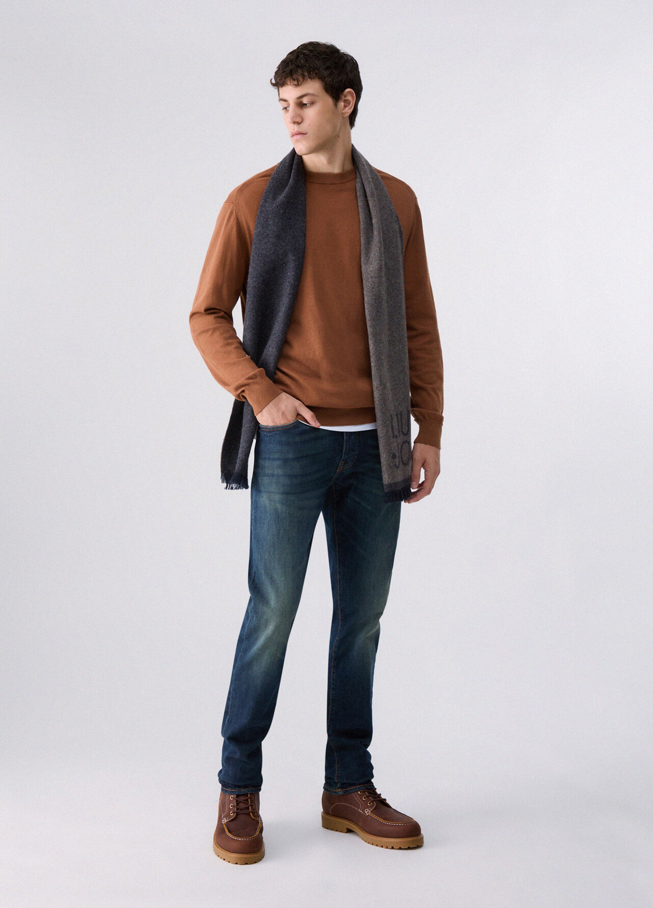 Maglia in cotone e seta - BROWN