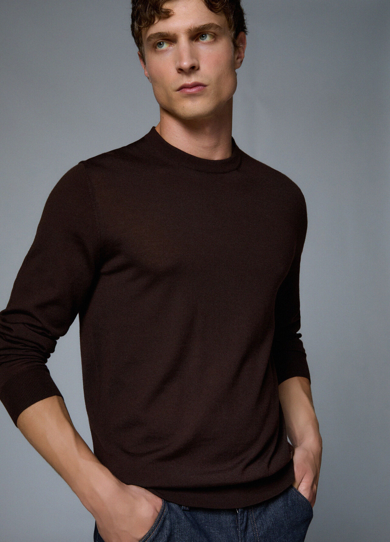 Maglia in lana merino - BROWN