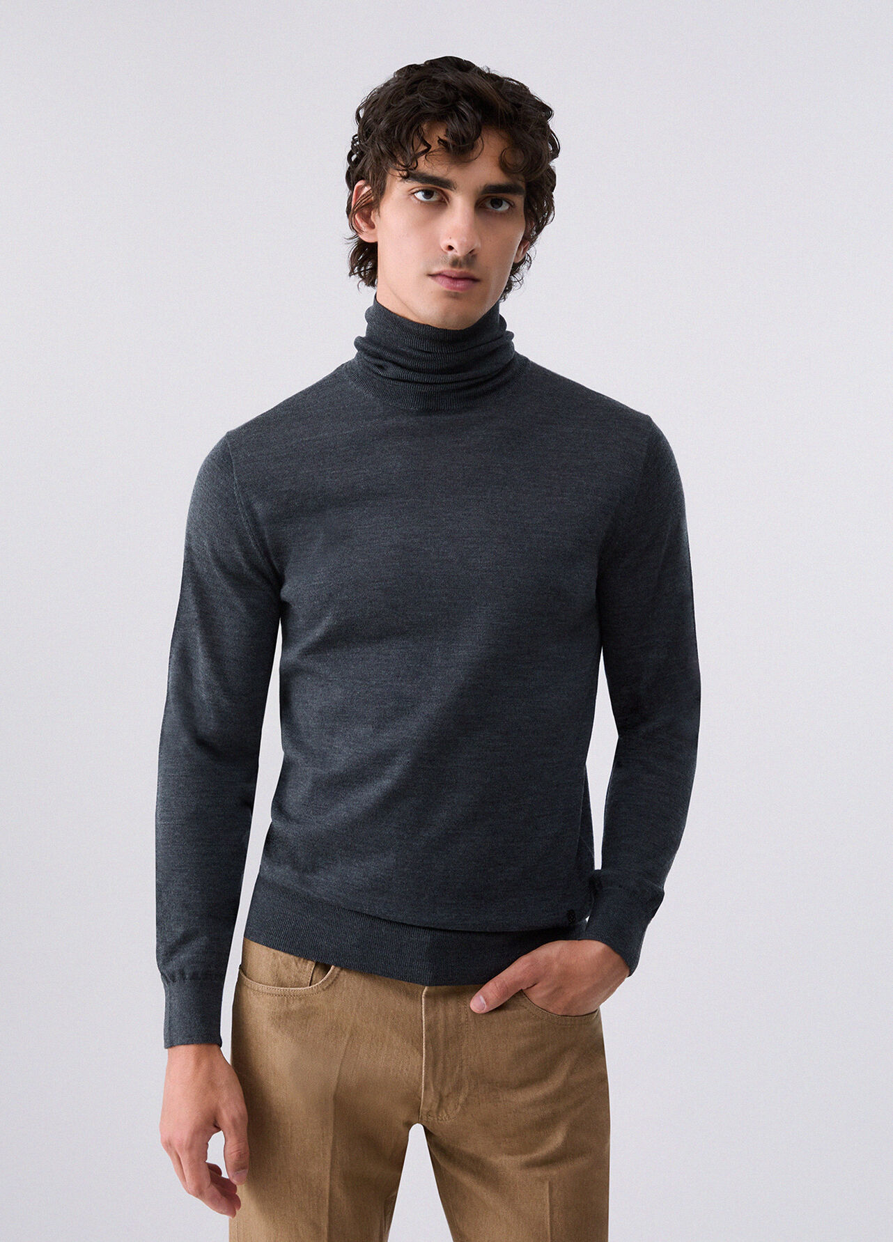 Dolcevita in lana merino - DARK GREY