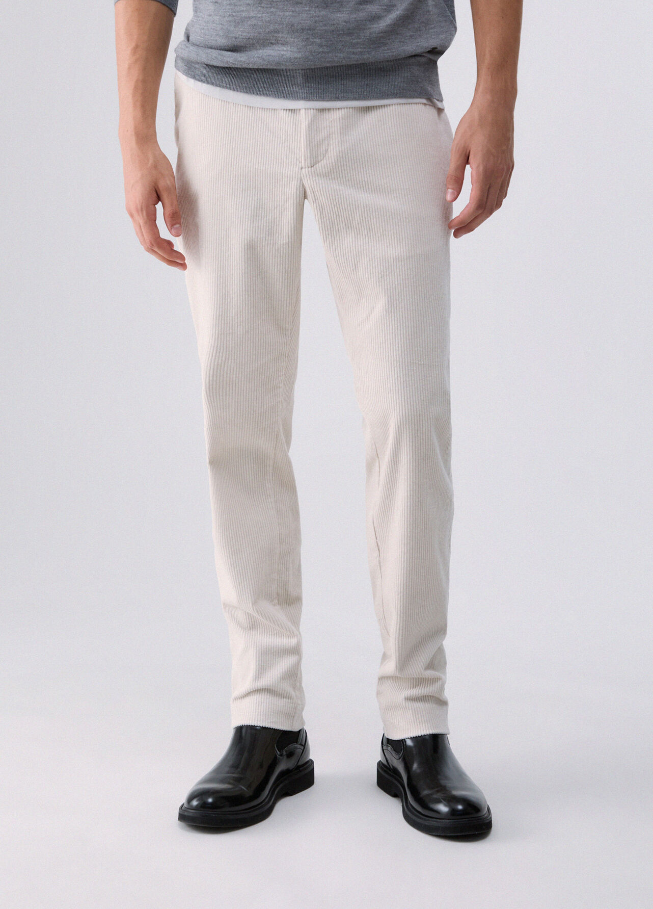 Pantaloni slim fit in velluto - WHITE