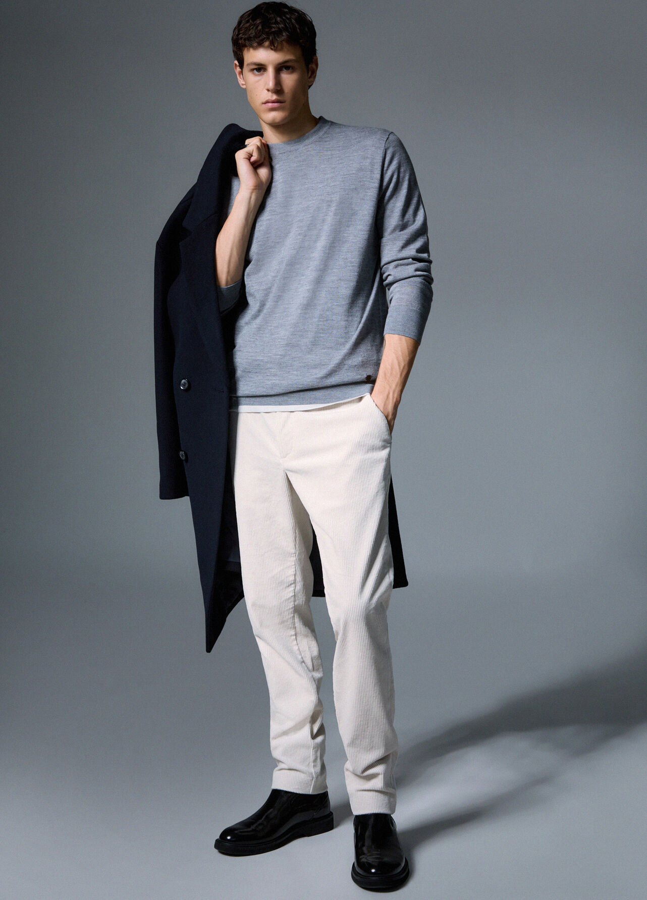 Pantaloni slim fit in velluto - WHITE