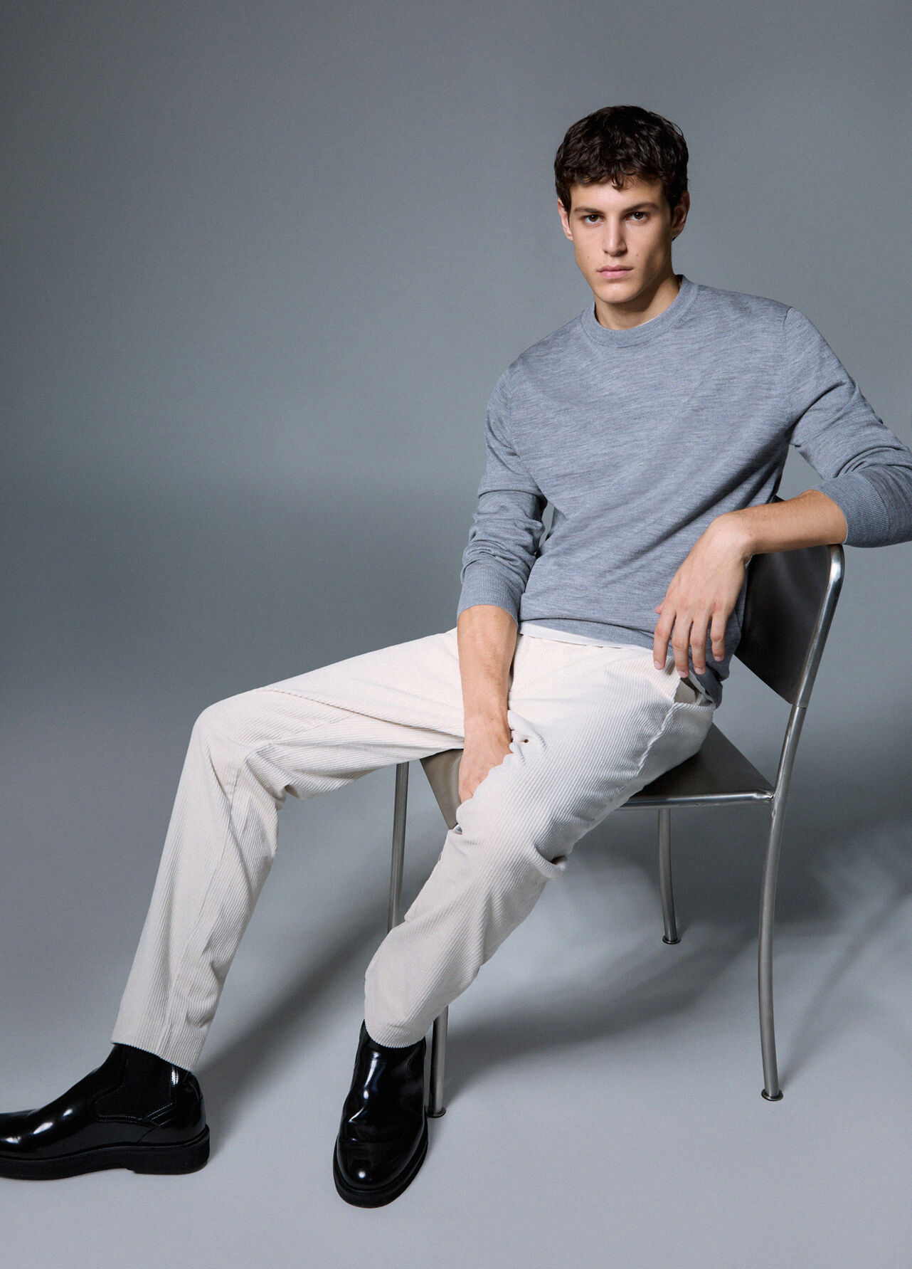 Pantaloni slim fit in velluto - WHITE