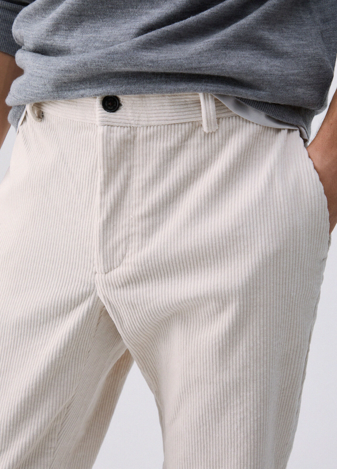 Pantaloni slim fit in velluto - WHITE