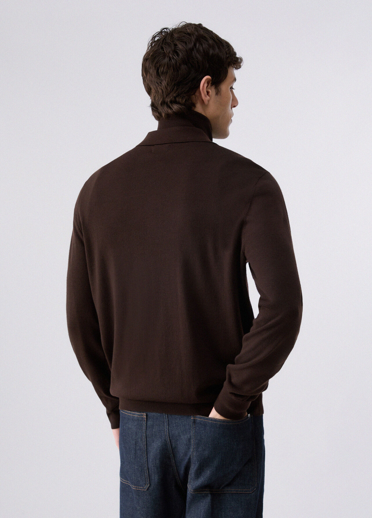 Polo in lana merino - BROWN