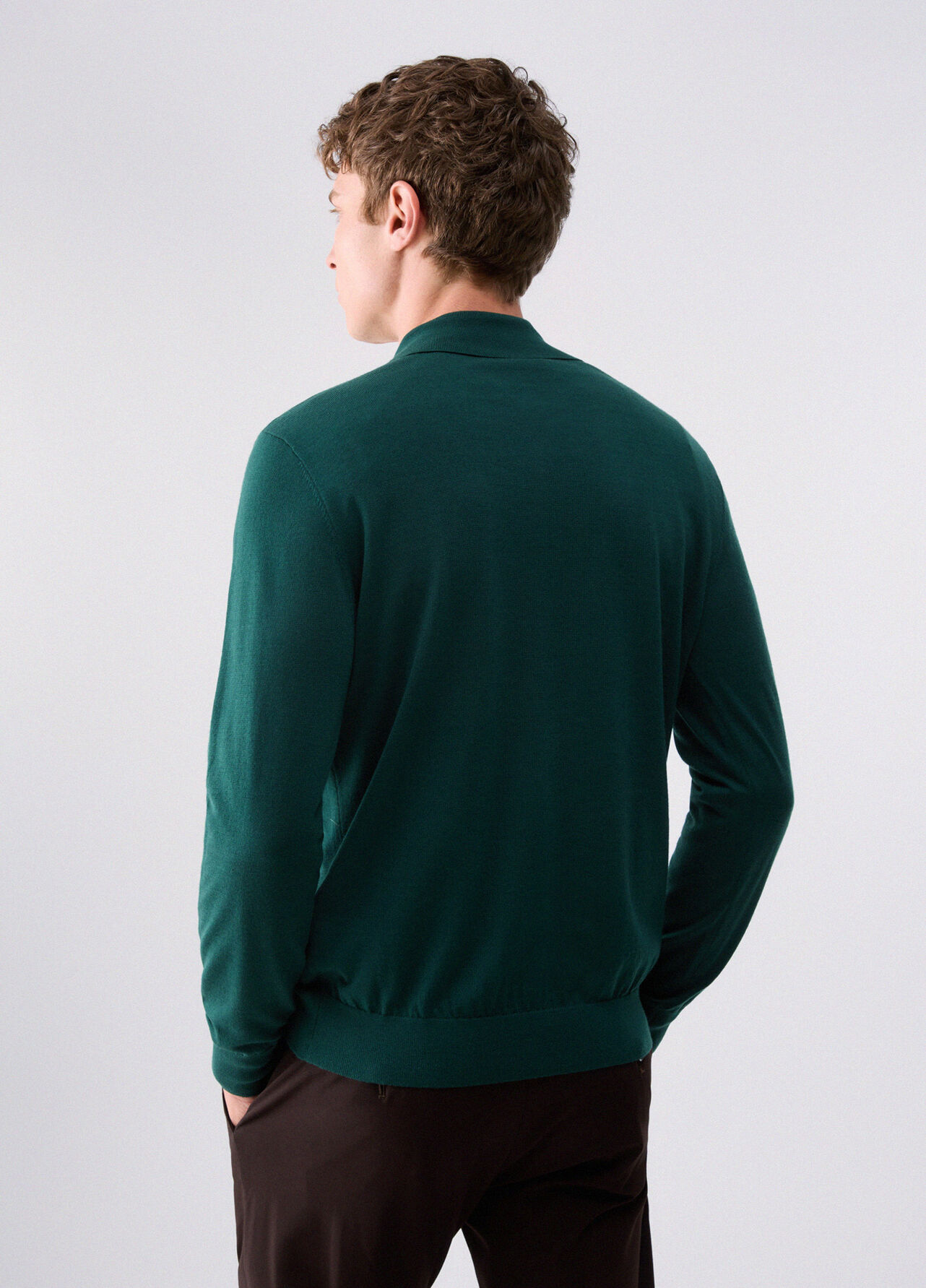 Polo in lana merino - FOREST GREEN