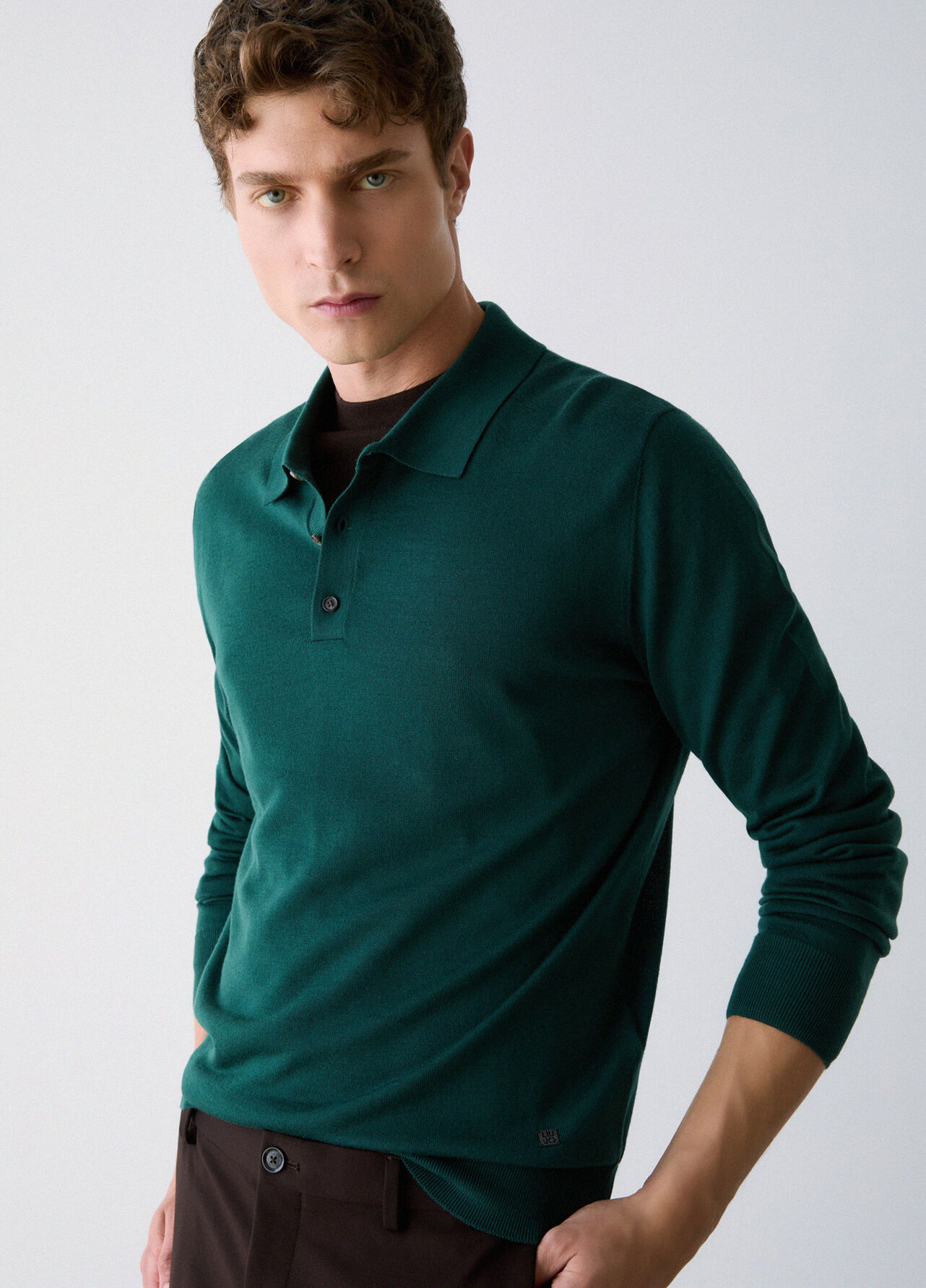 Polo in lana merino - FOREST GREEN