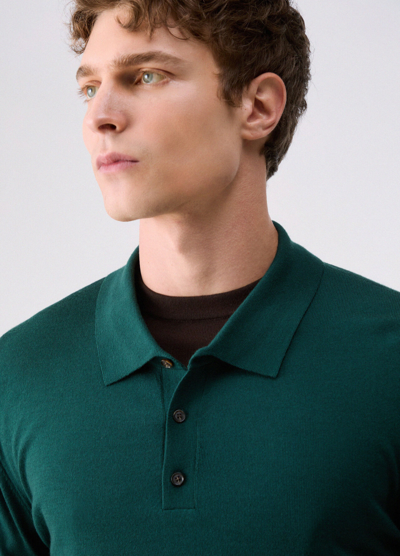 Polo in lana merino - FOREST GREEN