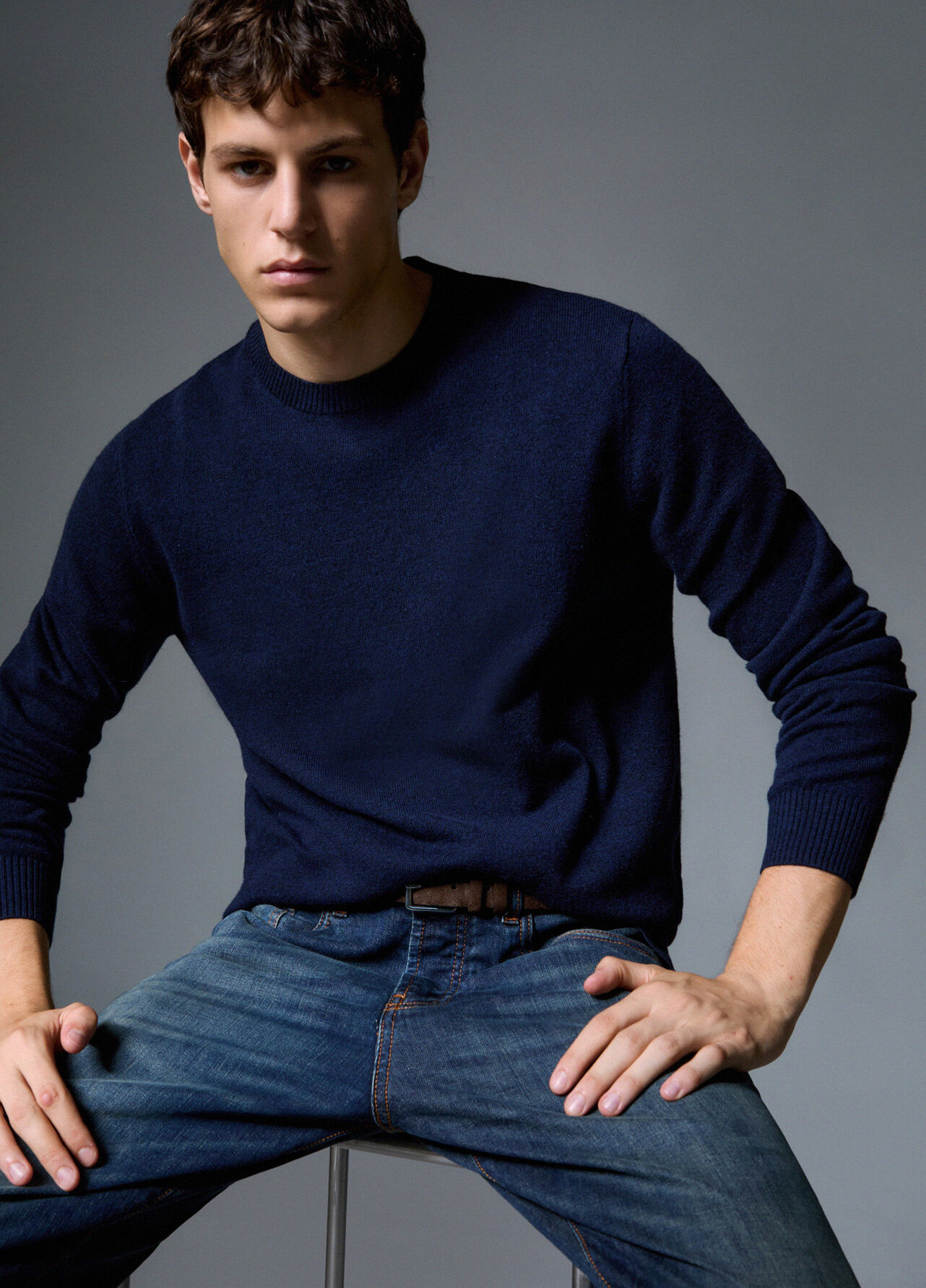 Maglia in lana e cashmere - DARK BLUE