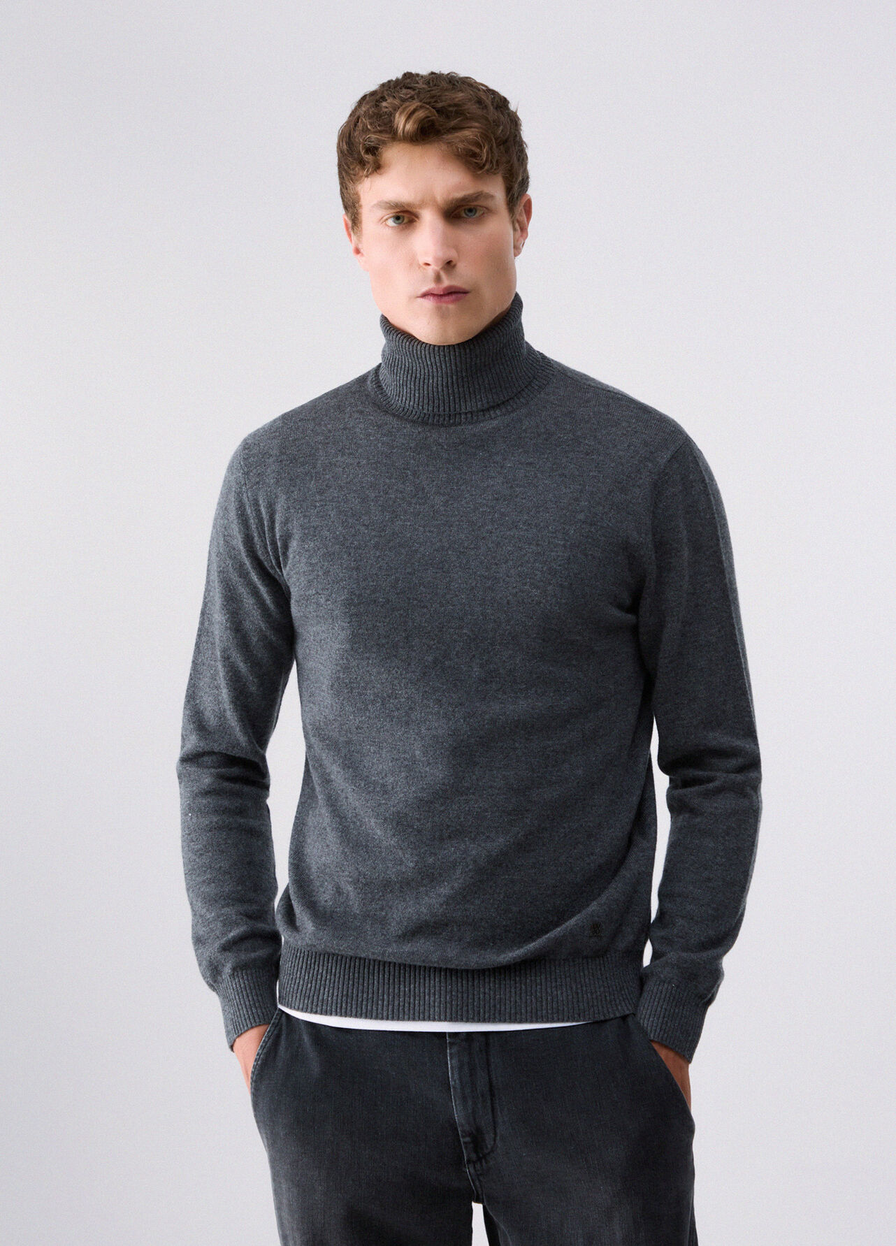 Dolcevita in lana e cashmere - DARK GREY
