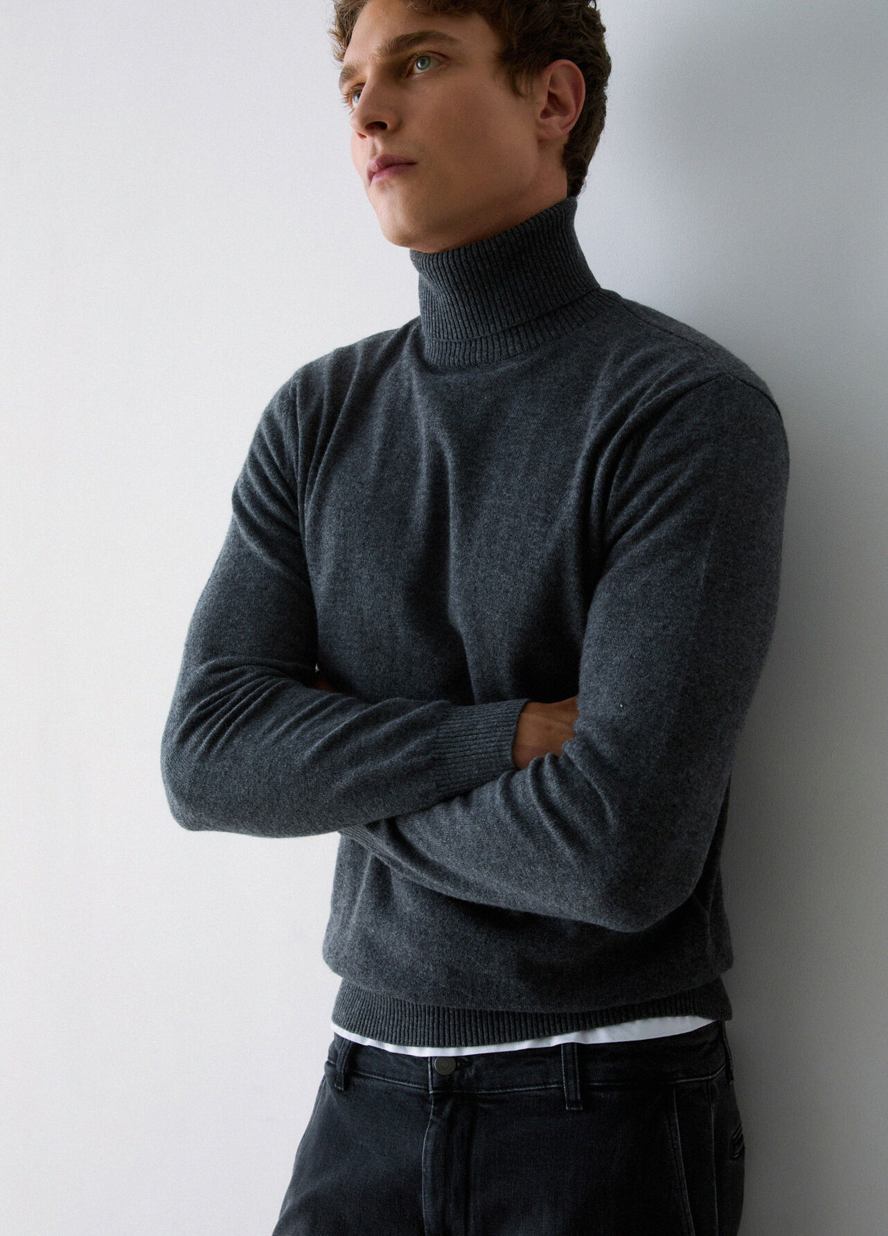 Dolcevita in lana e cashmere - DARK GREY