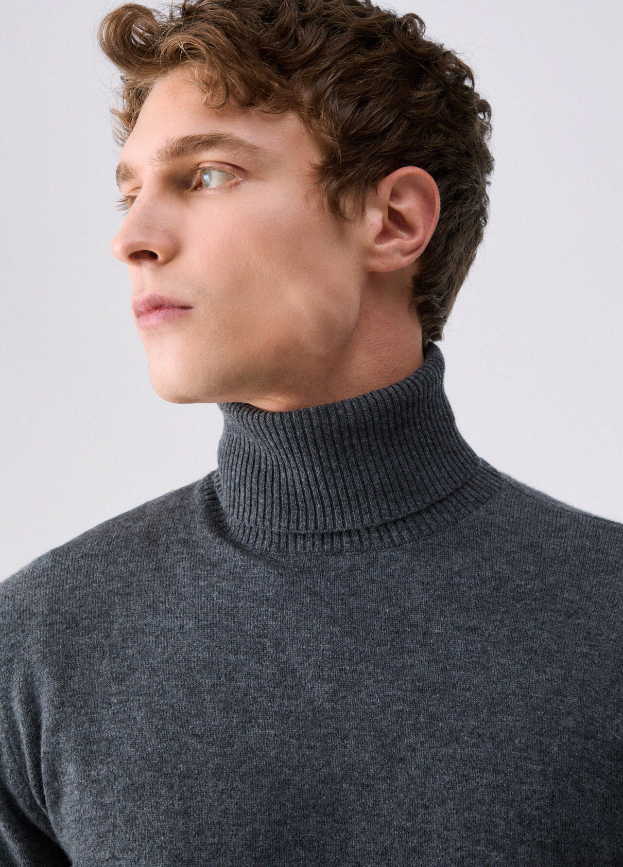 Dolcevita in lana e cashmere - DARK GREY