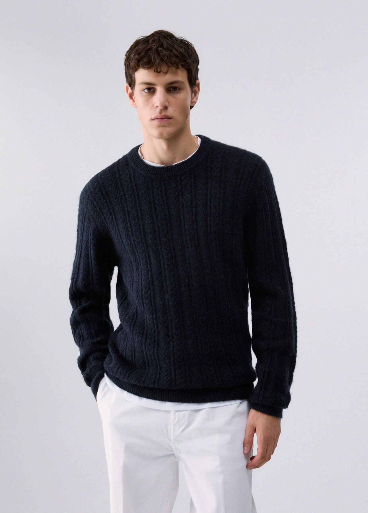 Maglia in lana e alpaca - DARK BLUE