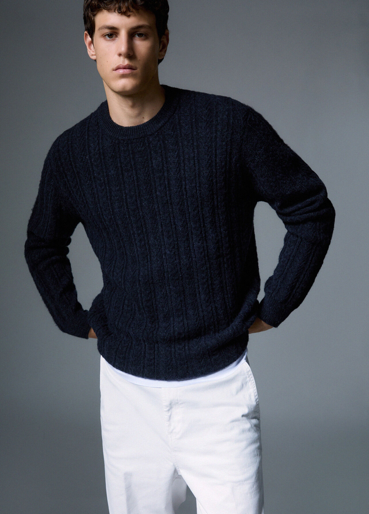 Maglia in lana e alpaca - DARK BLUE
