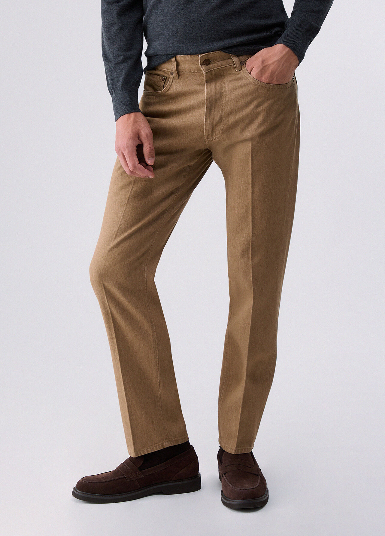 Pantaloni straight regular fit - BEIGE