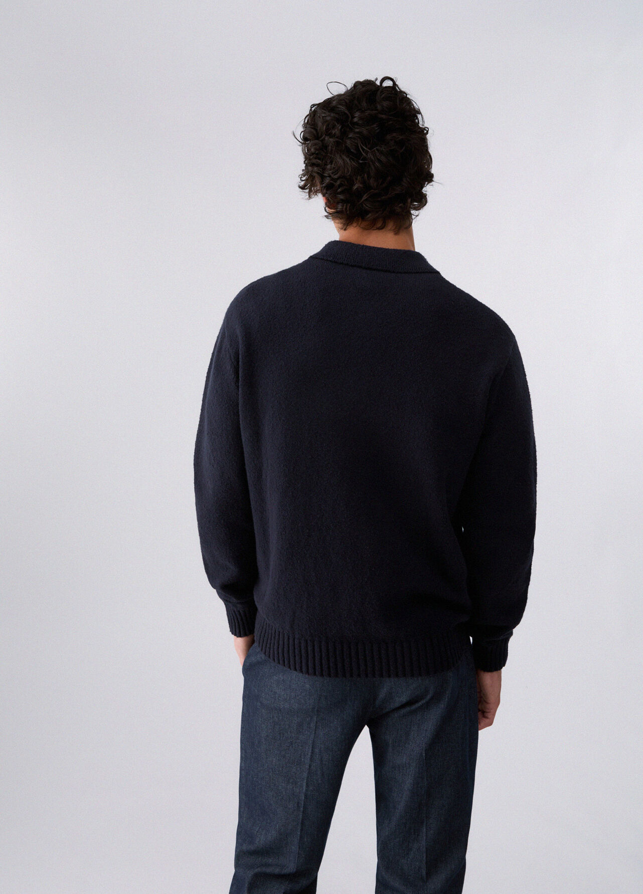 Polo in maglia bouclé - DARK BLUE