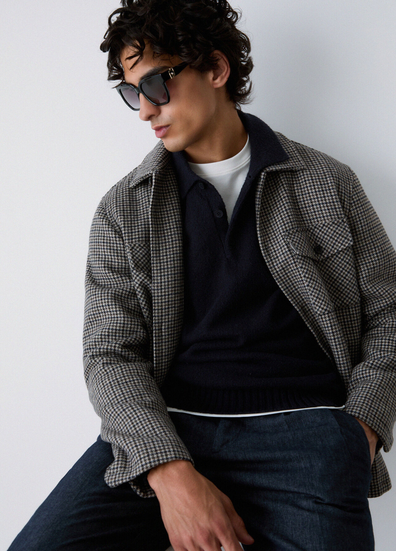 Polo in maglia bouclé - DARK BLUE