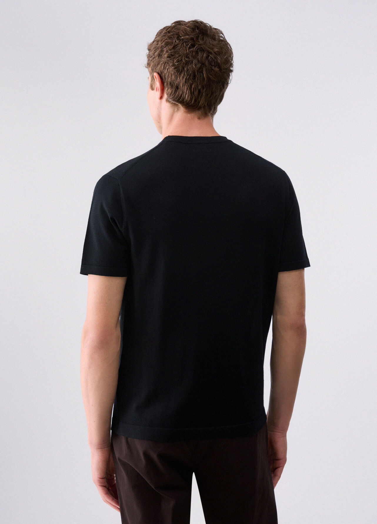 T-shirt in lana merino - BLACK