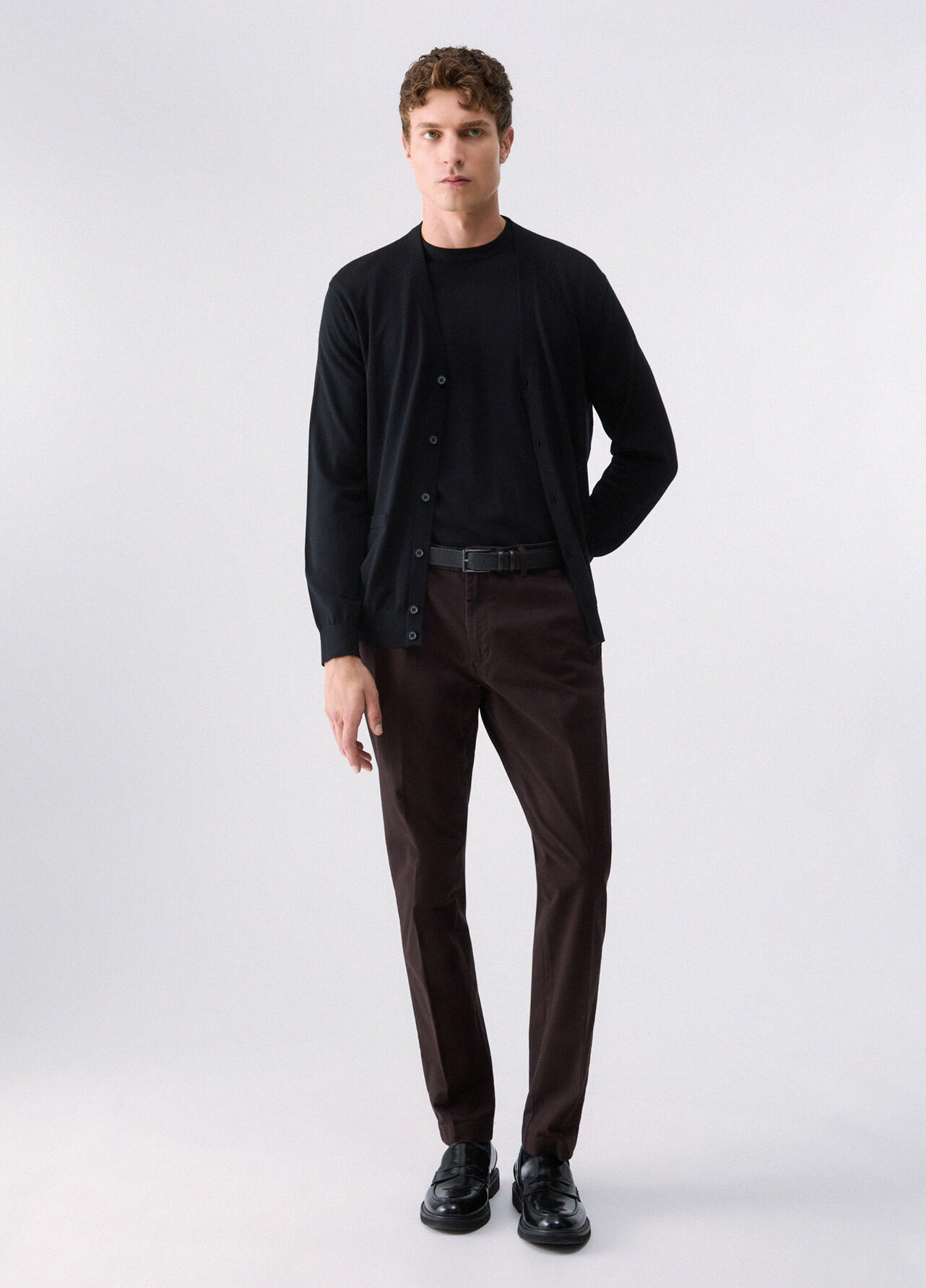 T-shirt in lana merino - BLACK