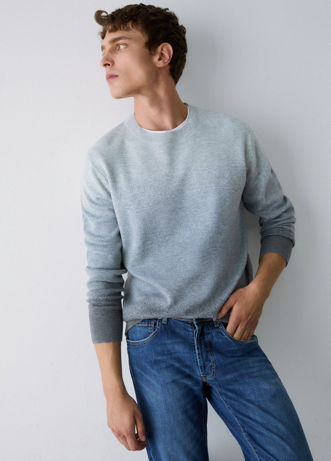 Maglia dégradé in misto lana - MELANGE GREY