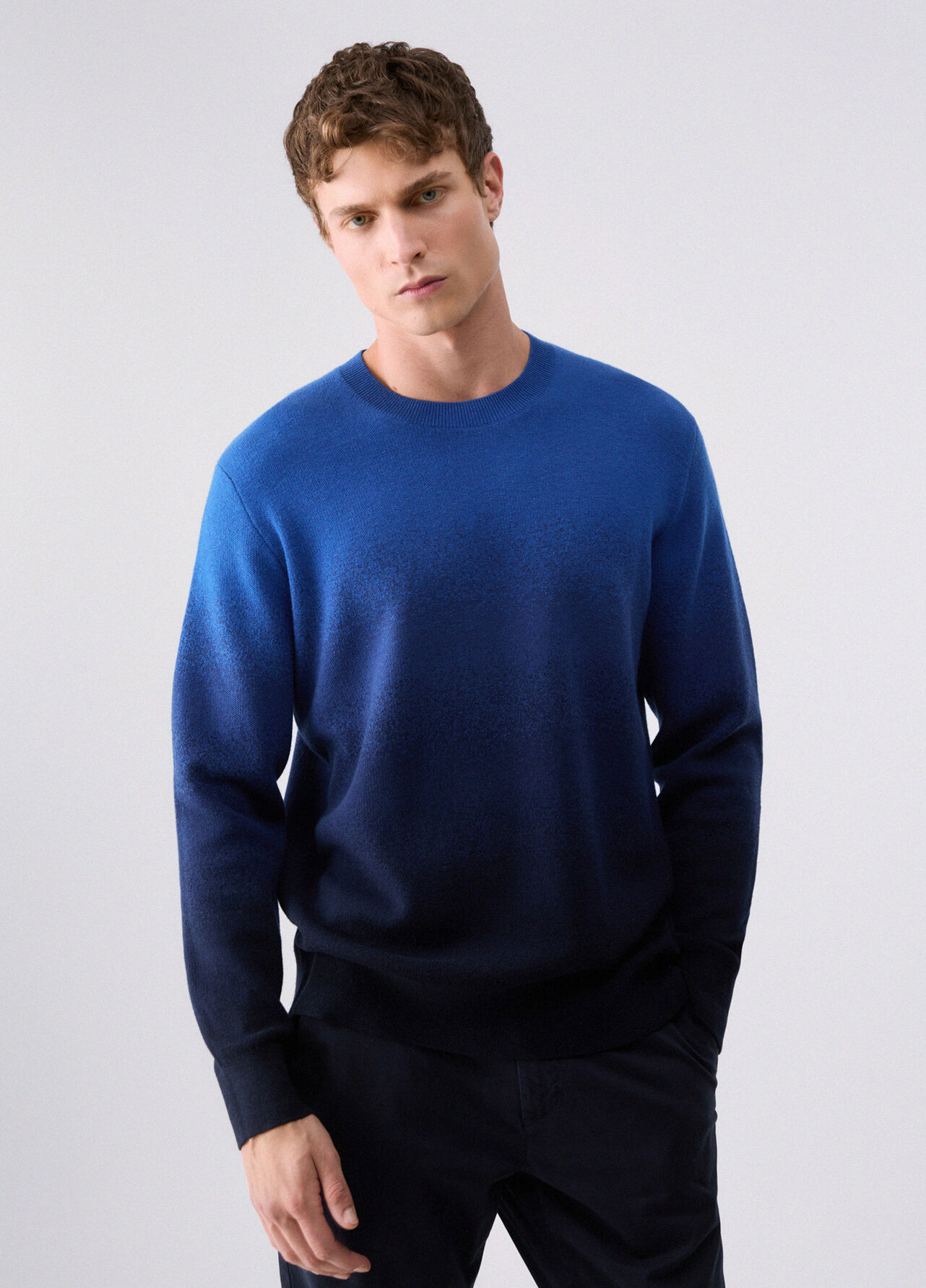 Maglia dégradé in misto lana - BLUE